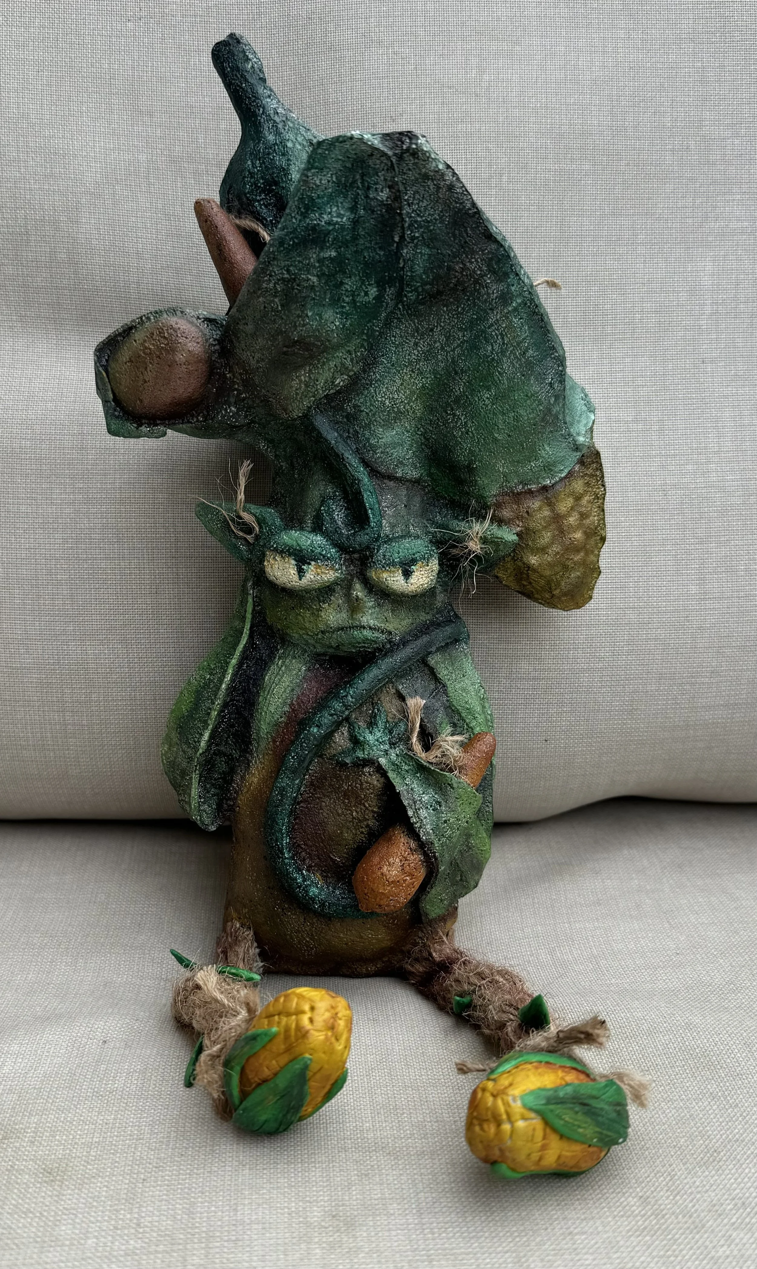 "Veggie Monster", 2023, Aluminum Casting and Mixed Media