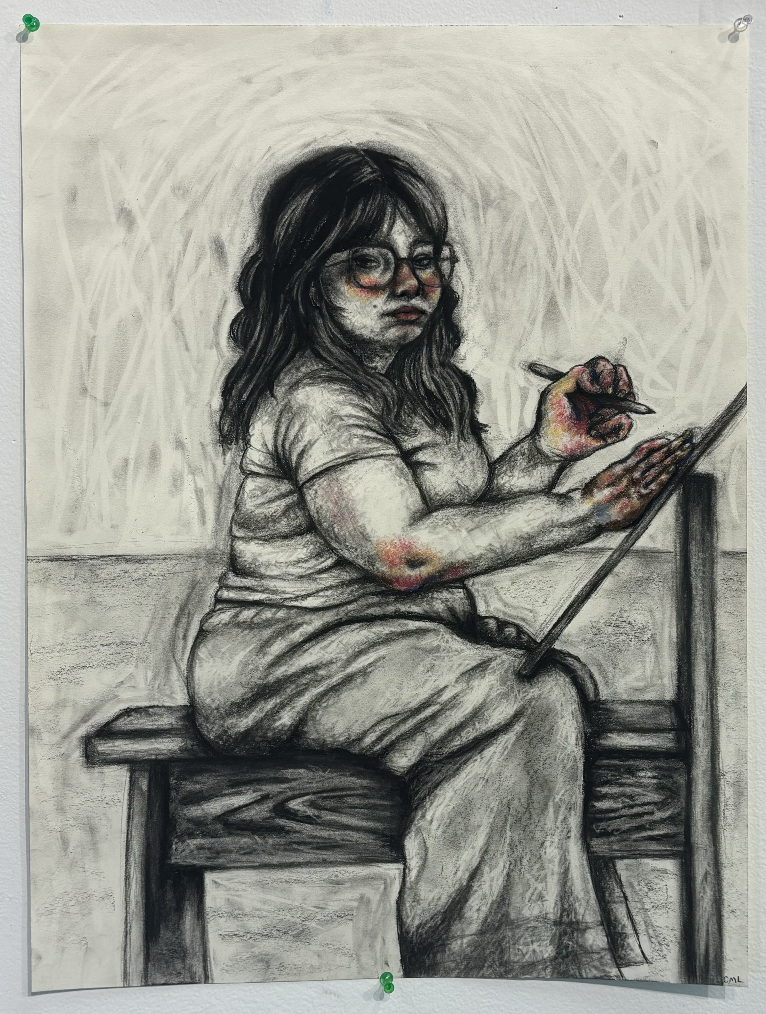 "Life in the Body", 2024, Charcoal and Chalk Pastel