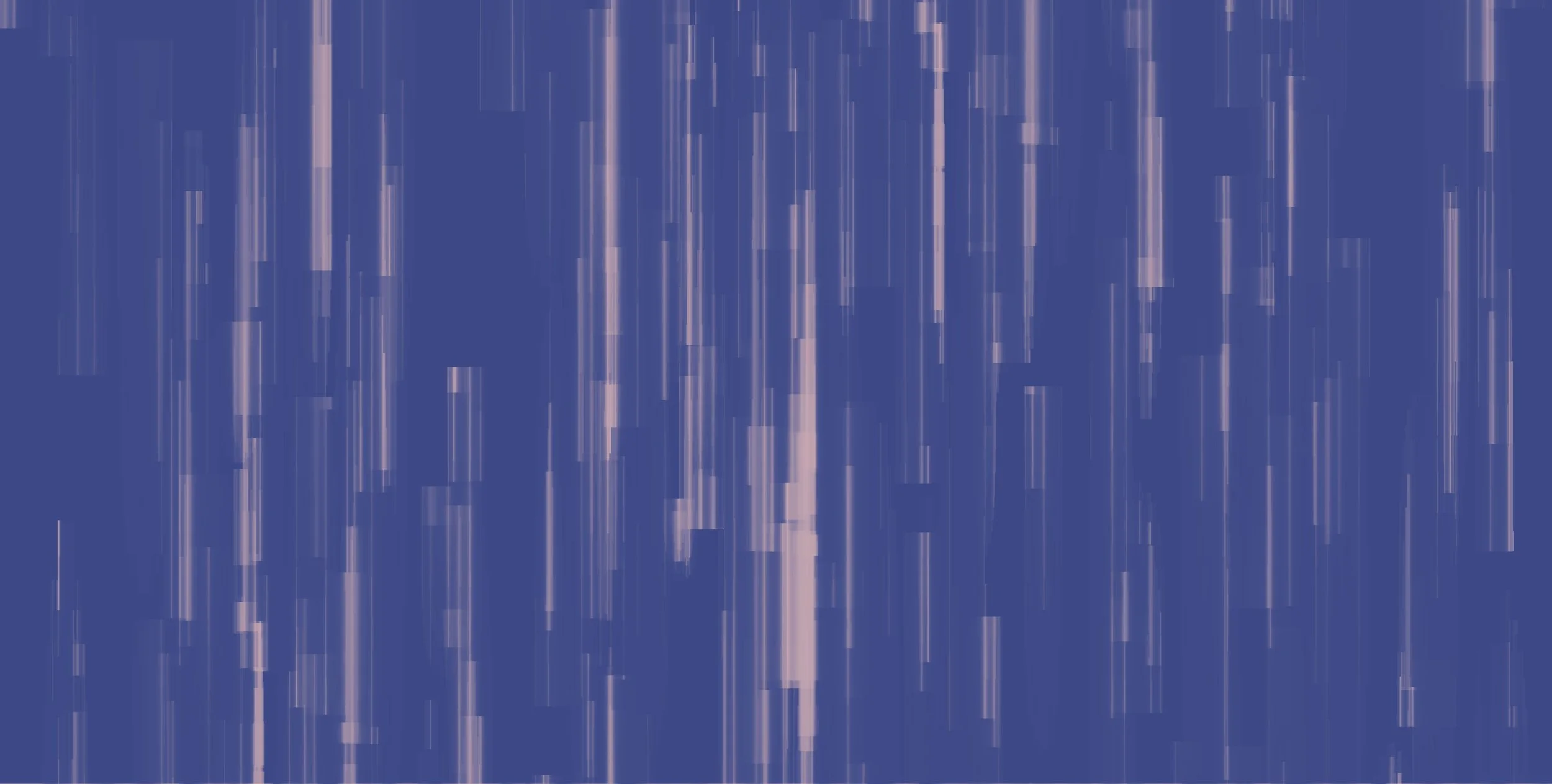 Digital rain or code falling in shades of pink on a dark blue background.