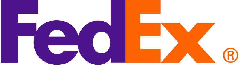 FedEx logo with purple and orange text