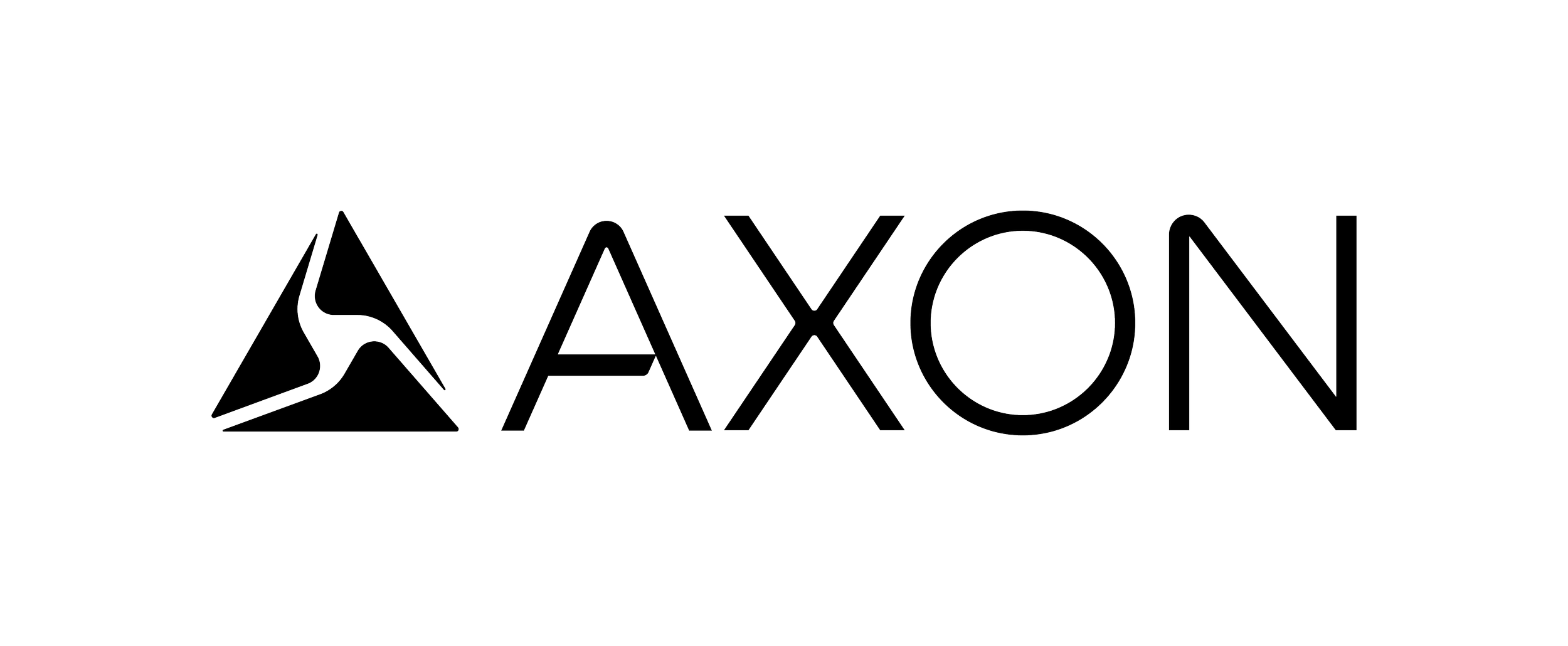 Black background with a stylized triangular logo and the word 'AAXON' written beside it in thin outline letters.