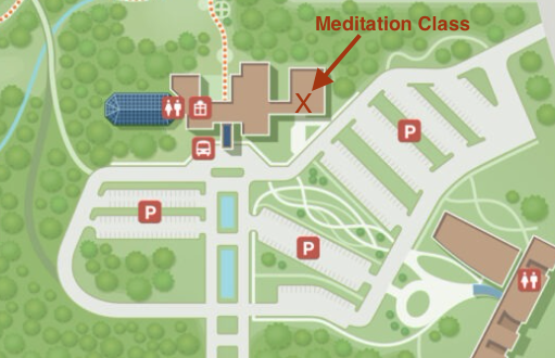 Map showing where meditation classes are held