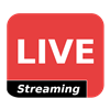 Red icon with white text 'LIVE' and black banner with white text 'Streaming'.