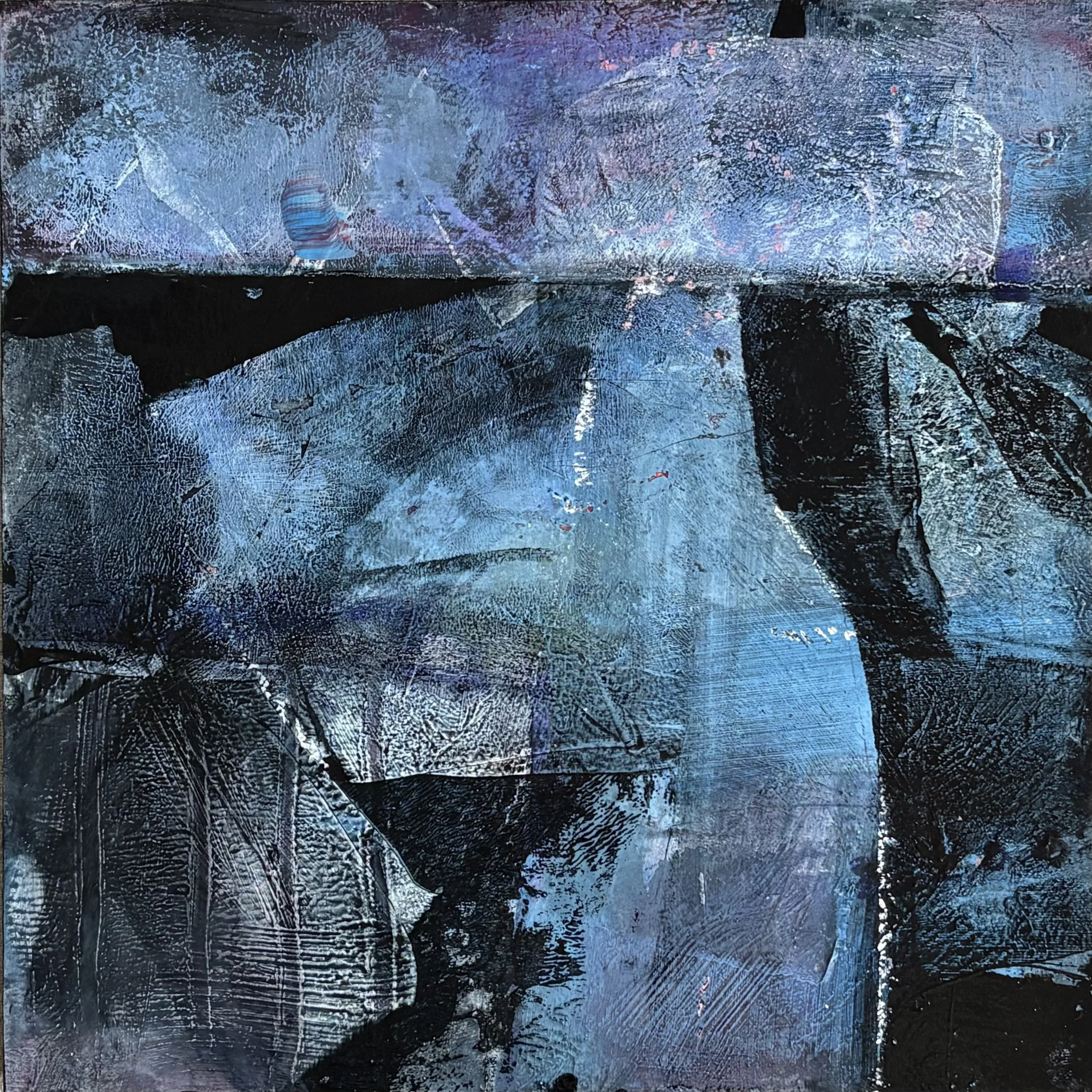 Night travel, 2026. Acrylic on wooden panel — 255 x 255 mm. Showing at Fee Thompson Gallery, Ngaio, Wellington