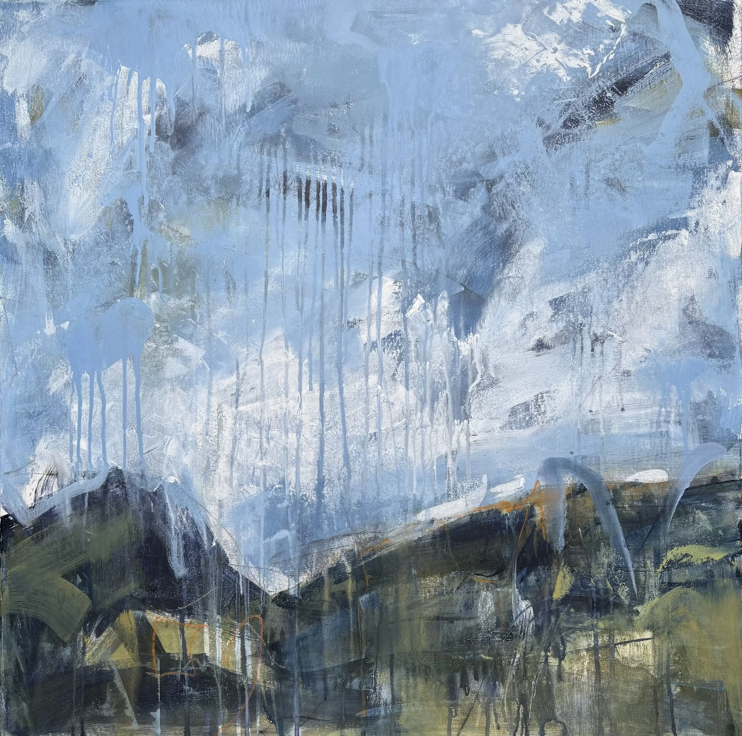 Rain over the range, 2025. Acrylic on canvas — 76 x 76 cm