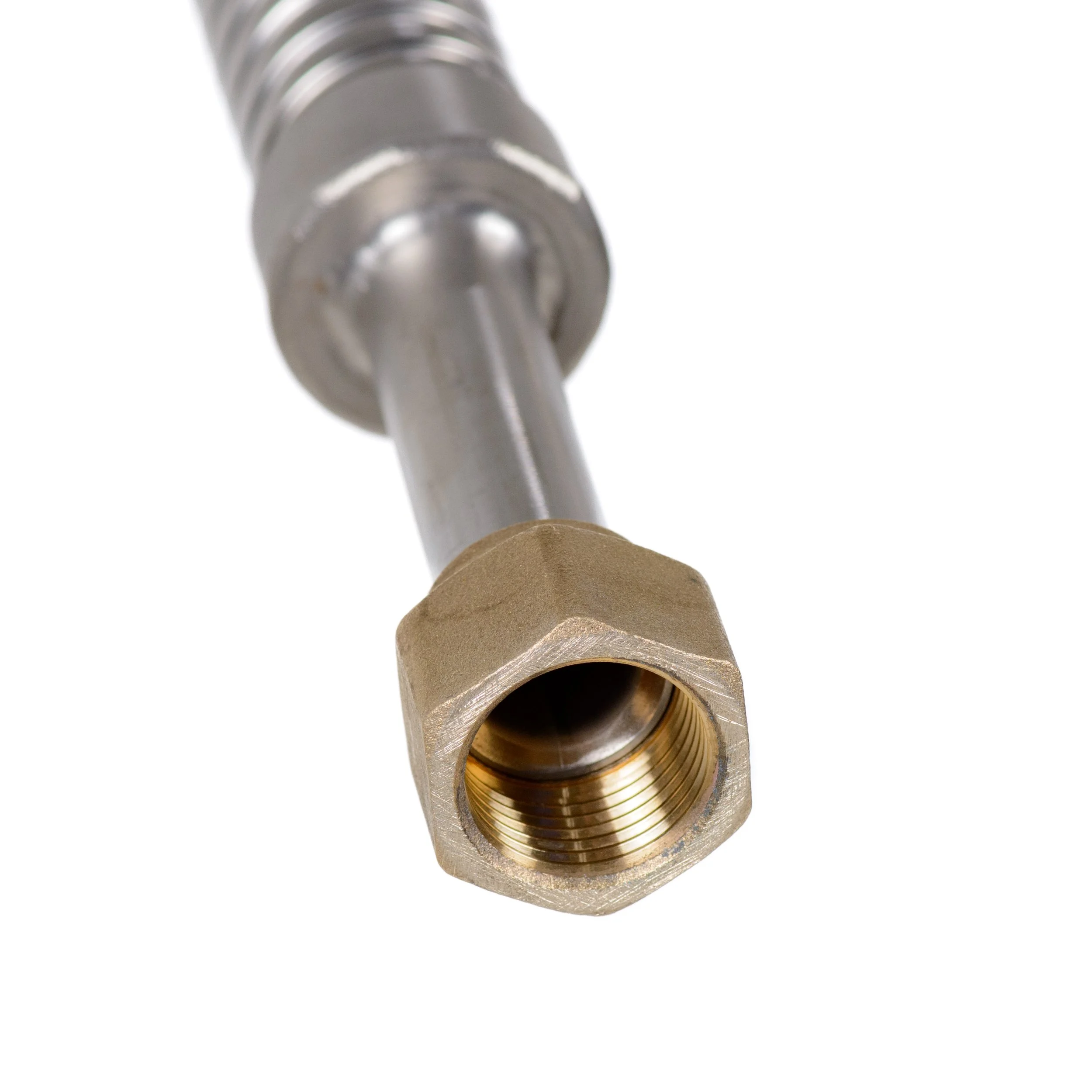 4 ft stainless steel cryogenic transfer hose with 5/8 in brass flare nuts