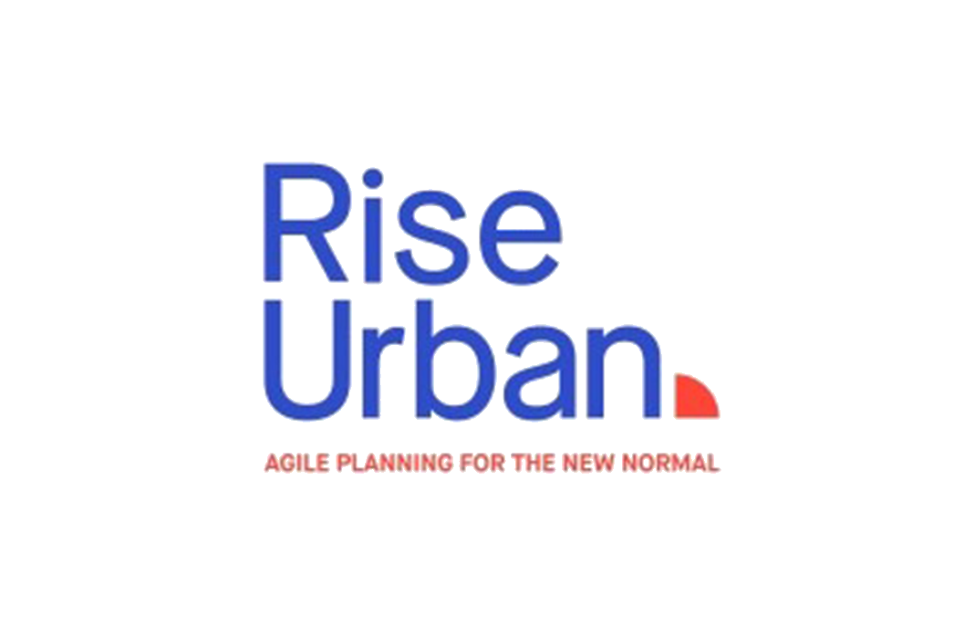 Cover slide with title "Rise Urban" in large blue text and subtitle "Agile Planning for the New Normal" in smaller pink text.