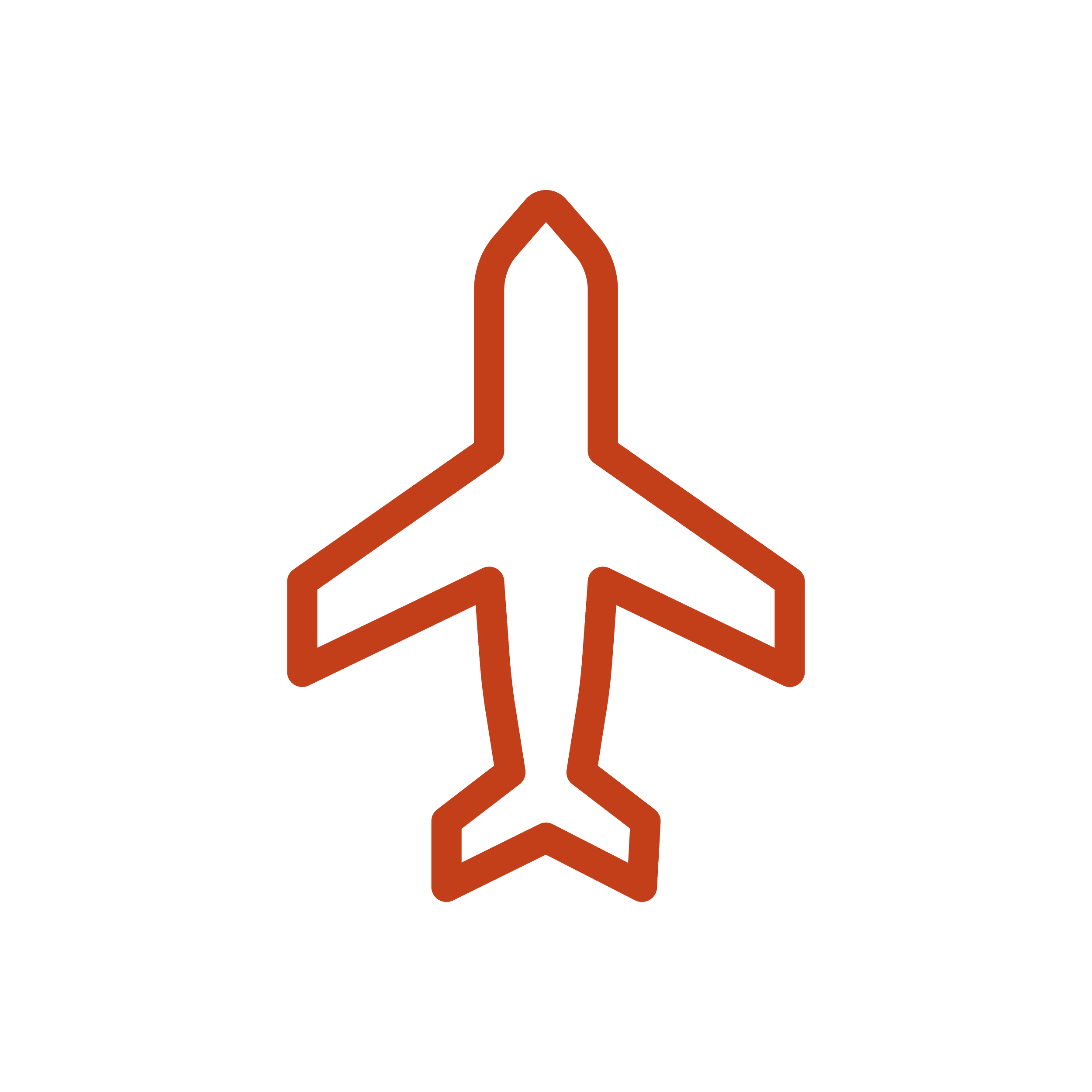 Outline of a brown airplane on a black background.
