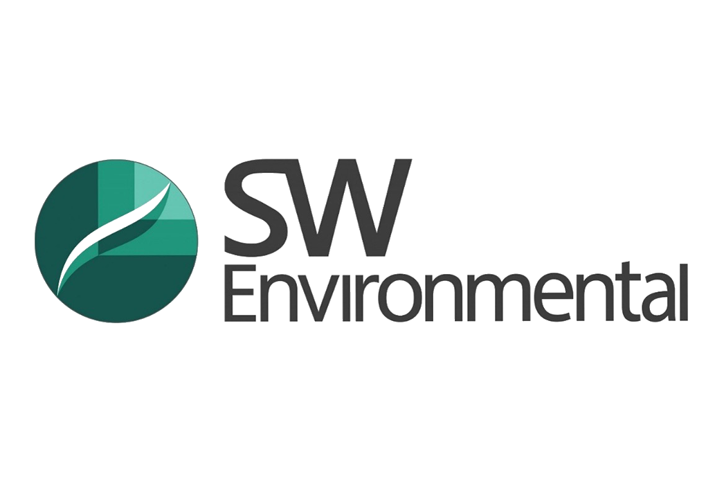 Sustainable Waste Environmental logo featuring a circular design with a white leaf inside and the words 'SW Environmental' beside it.