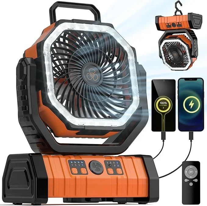 Ventilador recargable de 20000 mAh con linterna LED