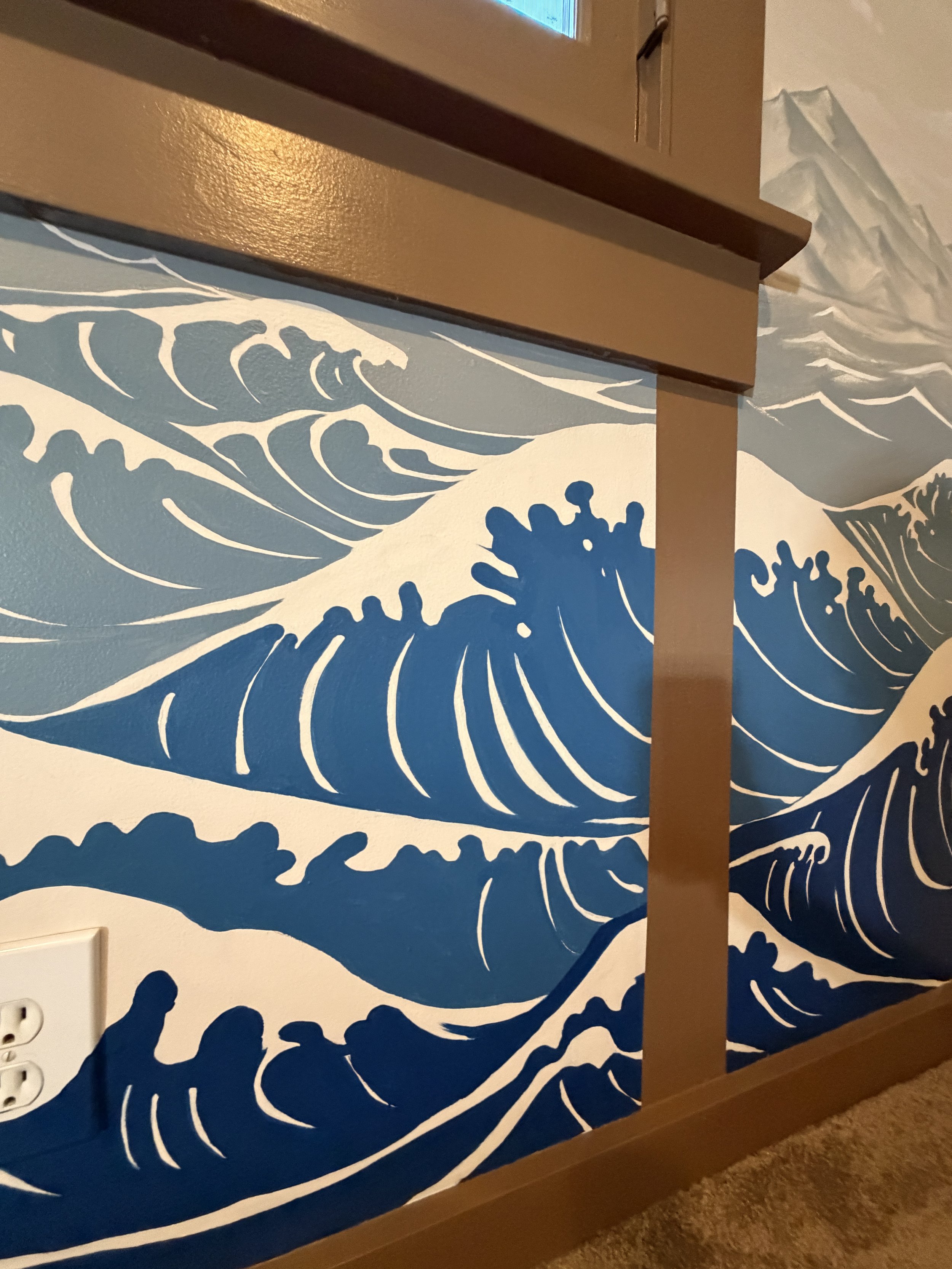 Japanese Wood Block Waves Mural