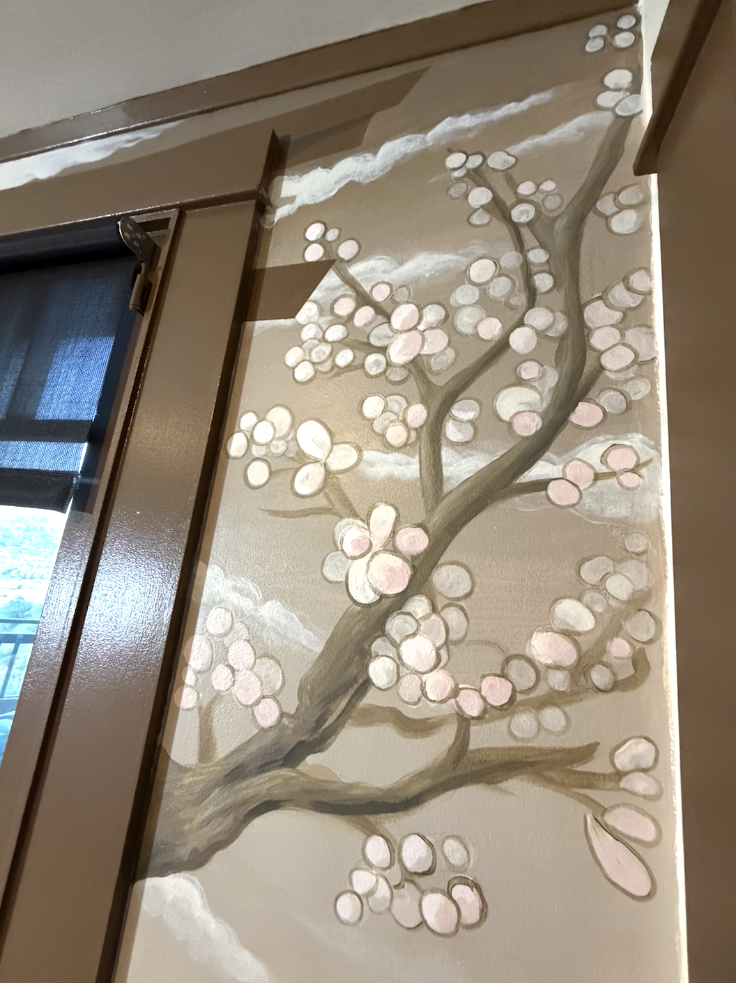 Japanese Waves Cherry Blossom Mural