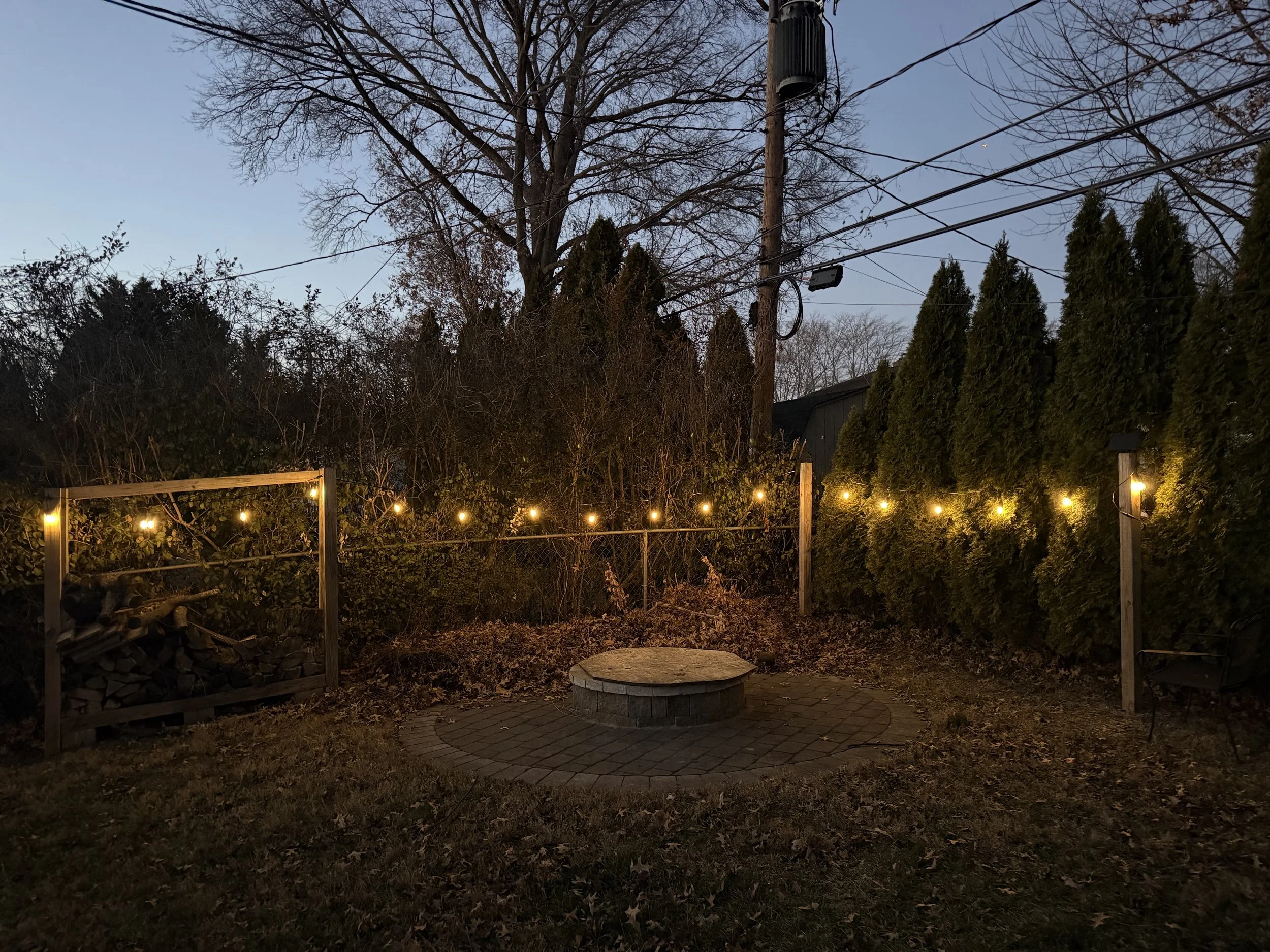 Solar LED Fire Pit Lighting Installation