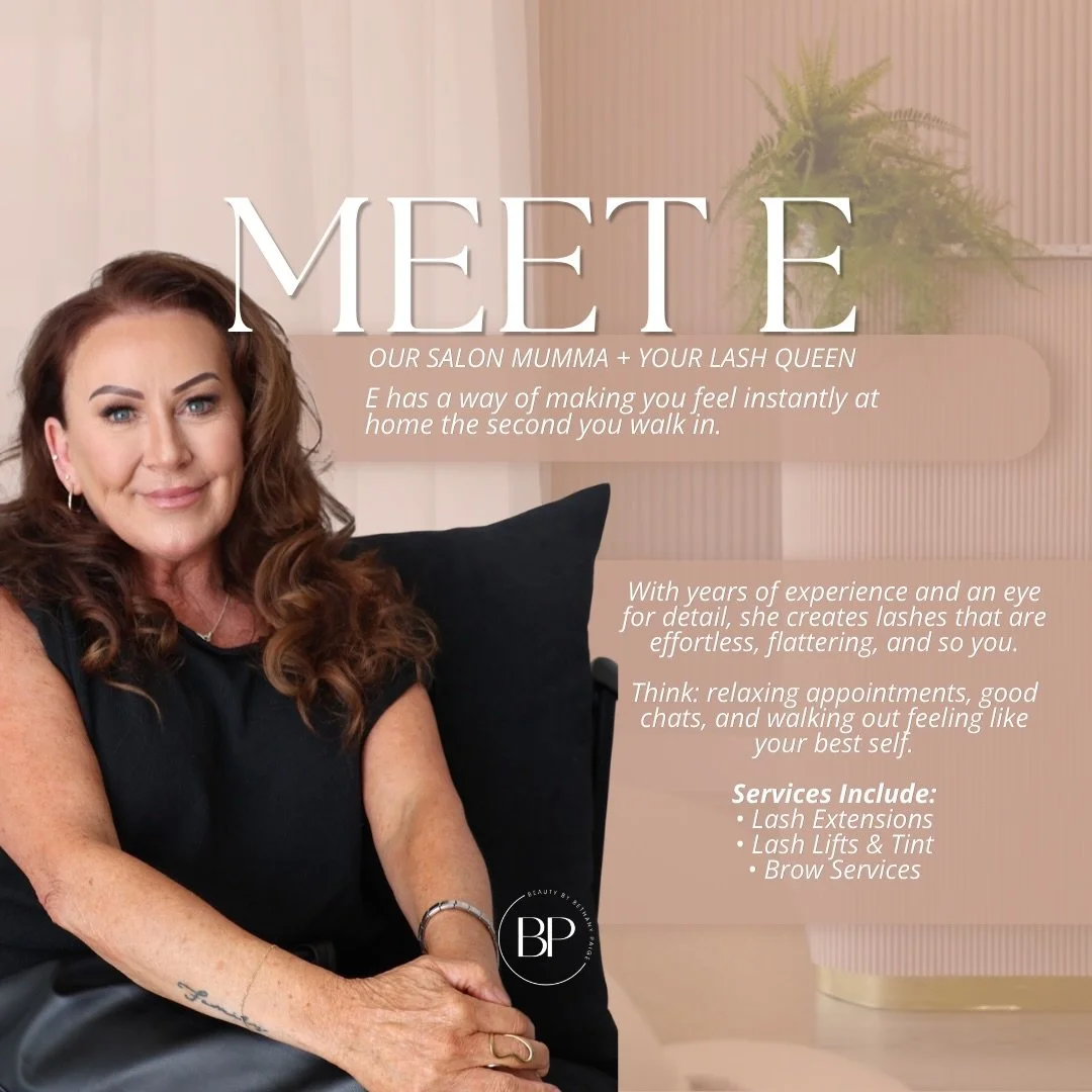 Meet E ✨

Our salon mumma + your lash queen 🤍

With years of experience and an incredible eye for detail, E creates lashes that are effortless, flattering, and completely tailored to you.

Think relaxing appointments, good chats, and walking out fee