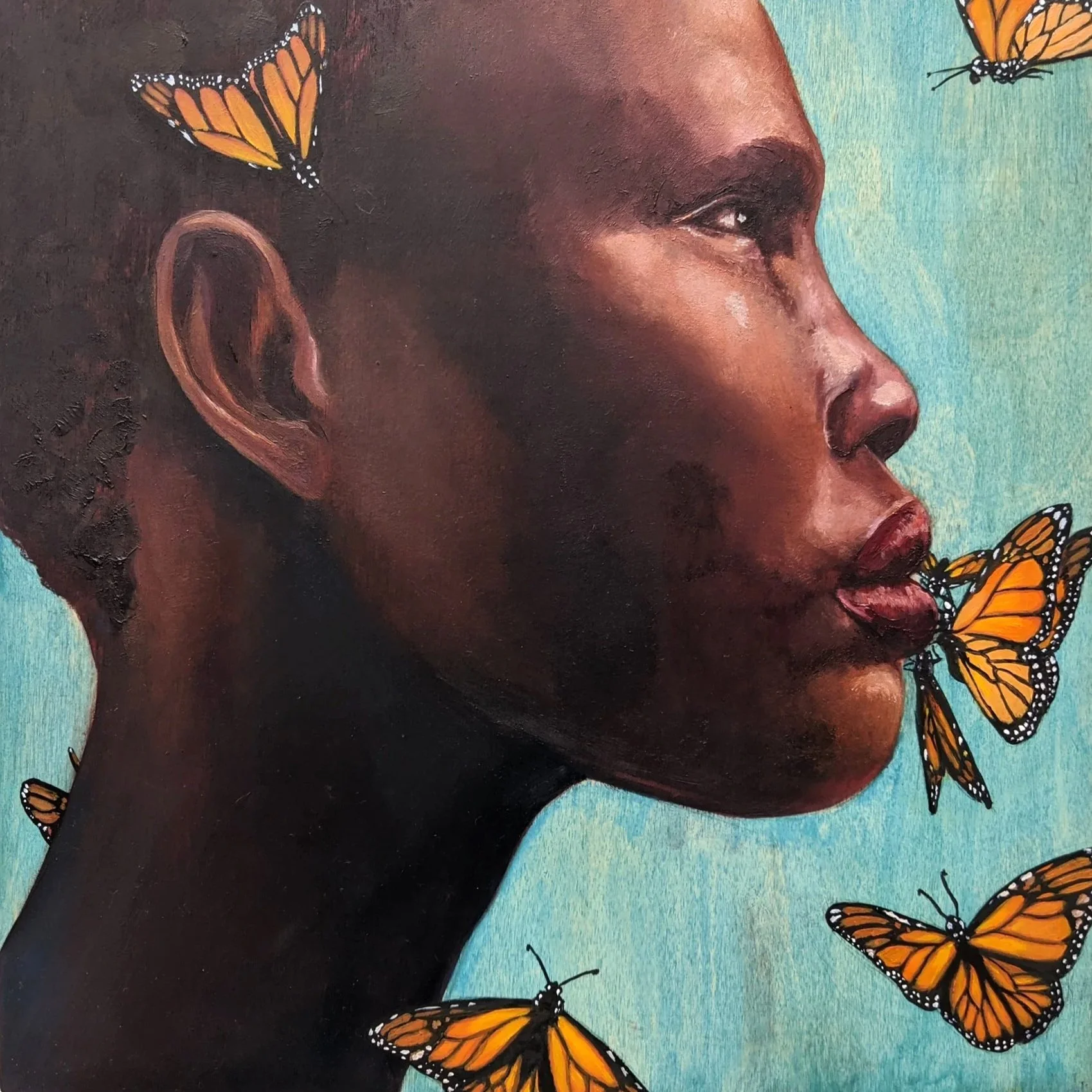 Monarch 
Oil on cradled wood