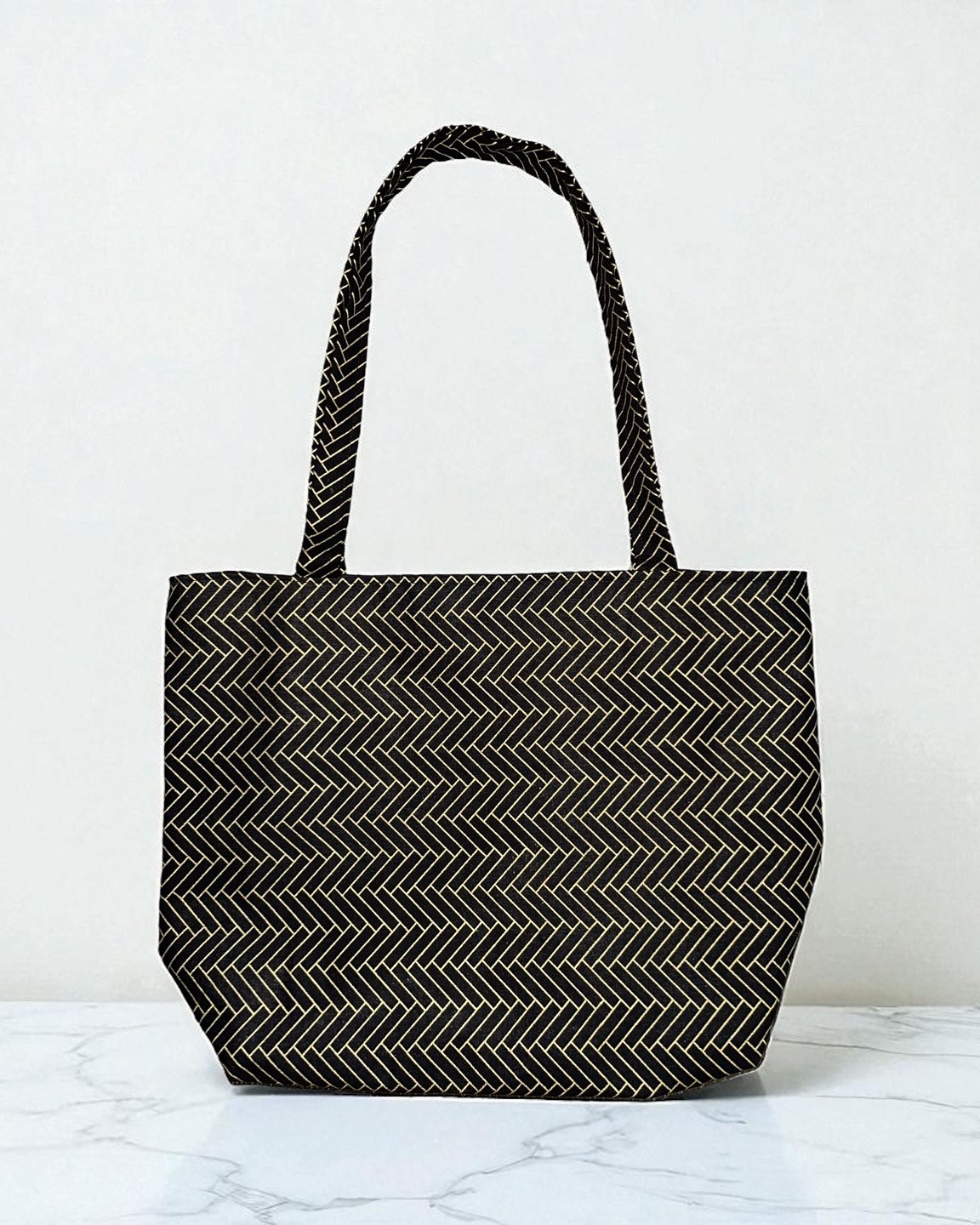 Black and Gold Lined Tote