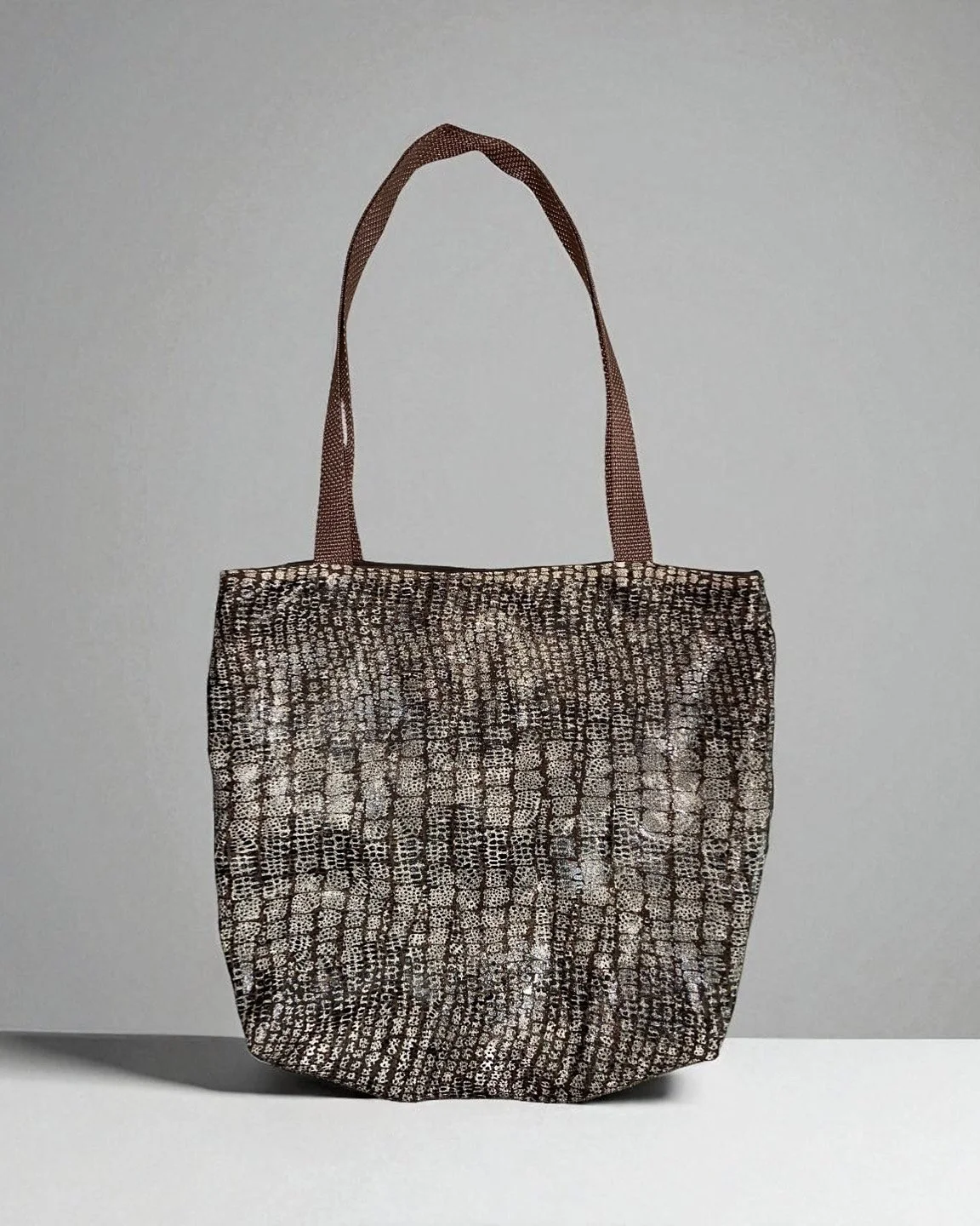 Snakeskin Print Lined Tote