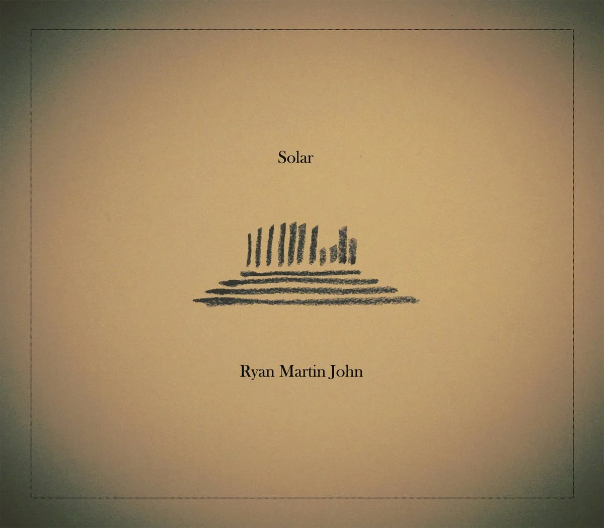 Book cover titled 'Solar' by Ryan Martin John, featuring a stylized black line drawing of a sun with rays.