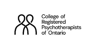 Logo for College of Registered Psychotherapists of Ontario with two stylized human figures and text.