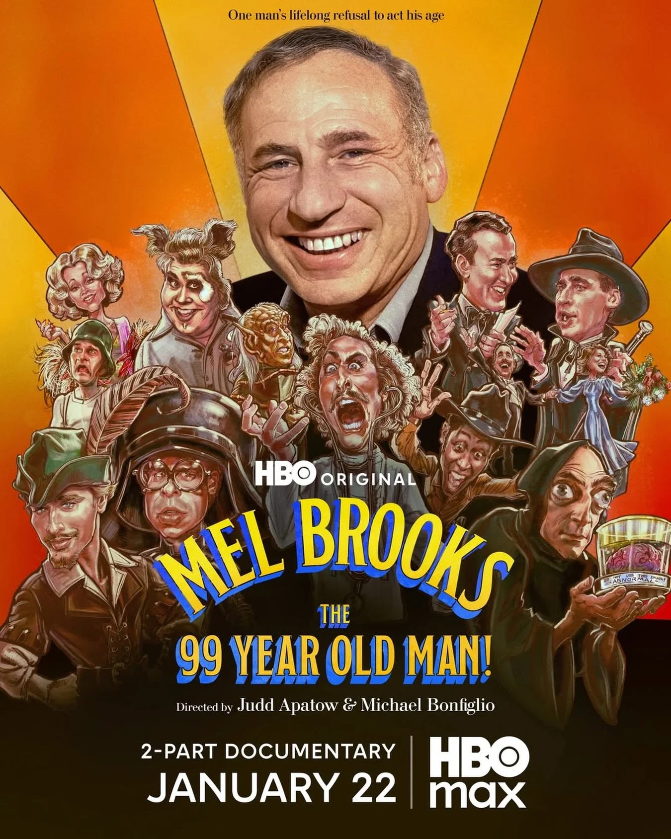 Mel Brooks is The 99 Year Old Man !

A look at the delightful work of one man&rsquo;s lifelong refusal to act his age.

This two part documentary, directed by Judd Apatow and Michael Bonfiglio, releases on @HBOMax, January 22 &amp; 23

#MelBrooks #Ju