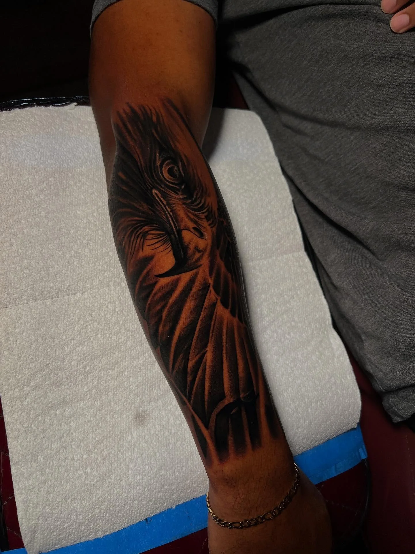 A fun one from a little while back. Got some availability left for the year. 🦅🦅🦅
@wickedfast_skincare 
@blueherontattooprescott 
@dynamictattoosupply_arizona 

#bngtattoo #arizonatattooartists #prescotttattoo #aztattooer #tattooist #dudeswithtatto