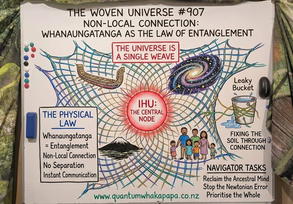THE WOVEN UNIVERSE #907 - NON-LOCAL CONNECTION: WHANAUNGATANGA AS THE LAW OF ENTANGLEMENT
