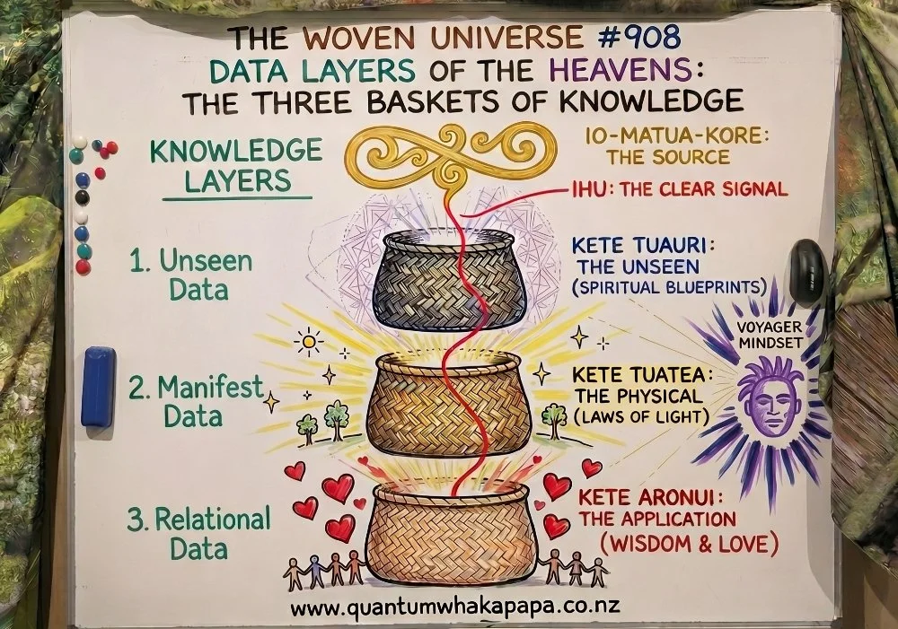 THE WOVEN UNIVERSE #908 - DATA LAYERS OF THE HEAVENS: THE THREE BASKETS OF KNOWLEDGE
