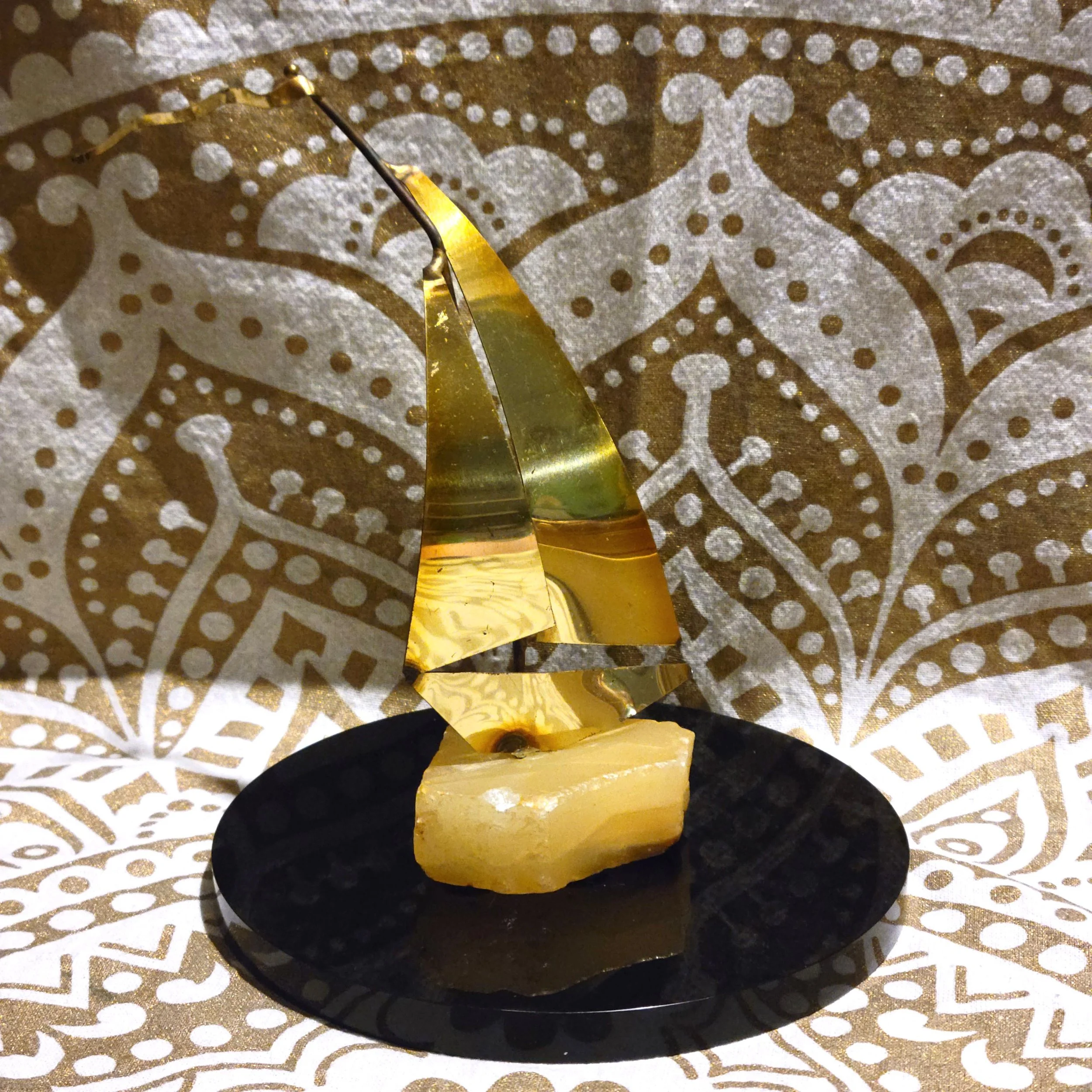 Vintage Brass Sailboat Statue