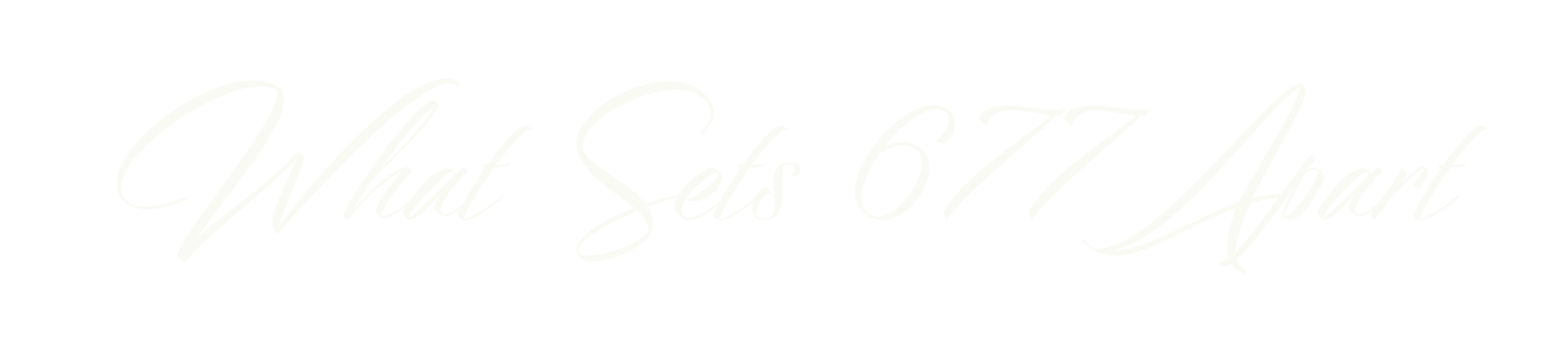 Text that reads "What Sets 677 Appar" in a cursive font on a black background.