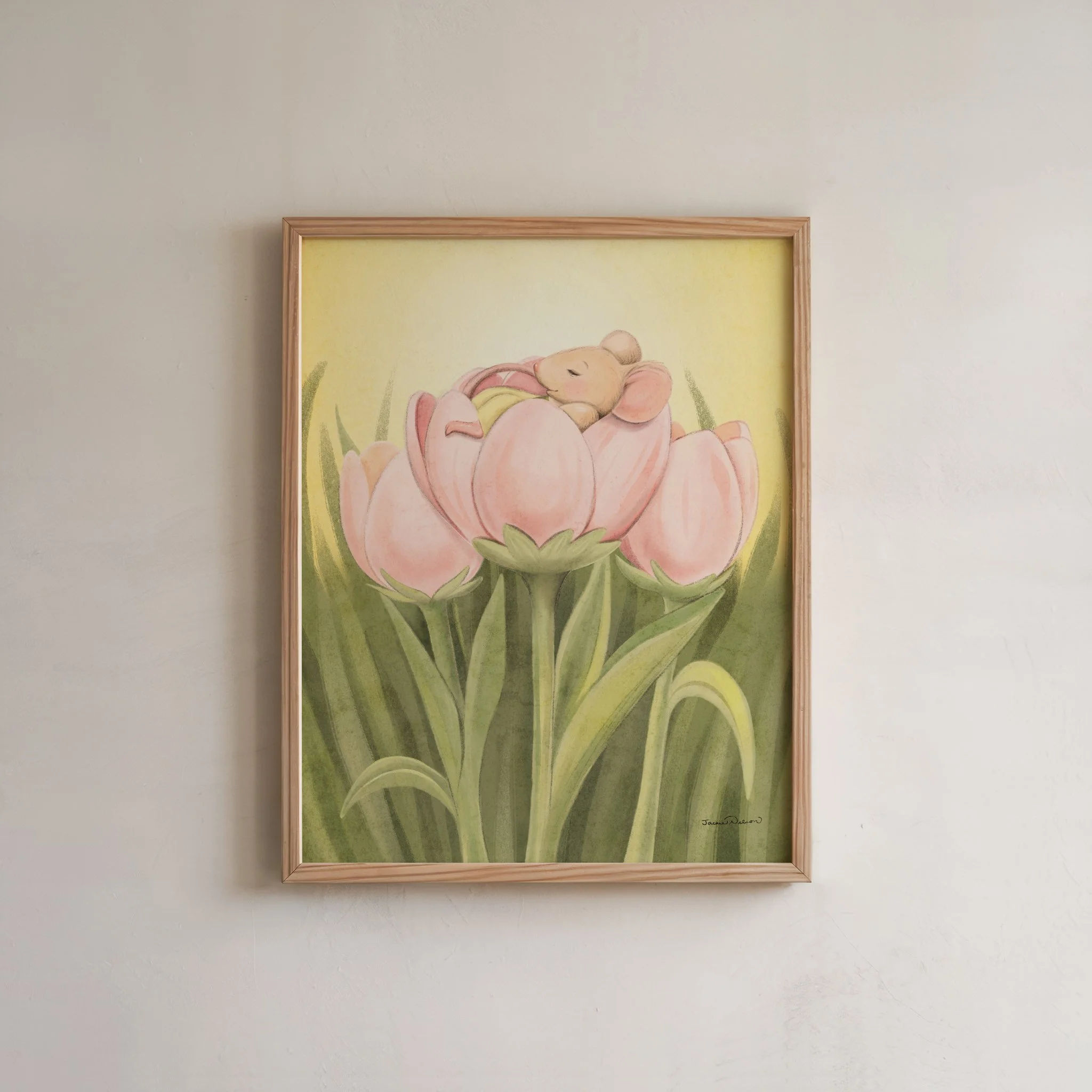 11x14 Mouse Sleeps in Tulip - Giclée Print