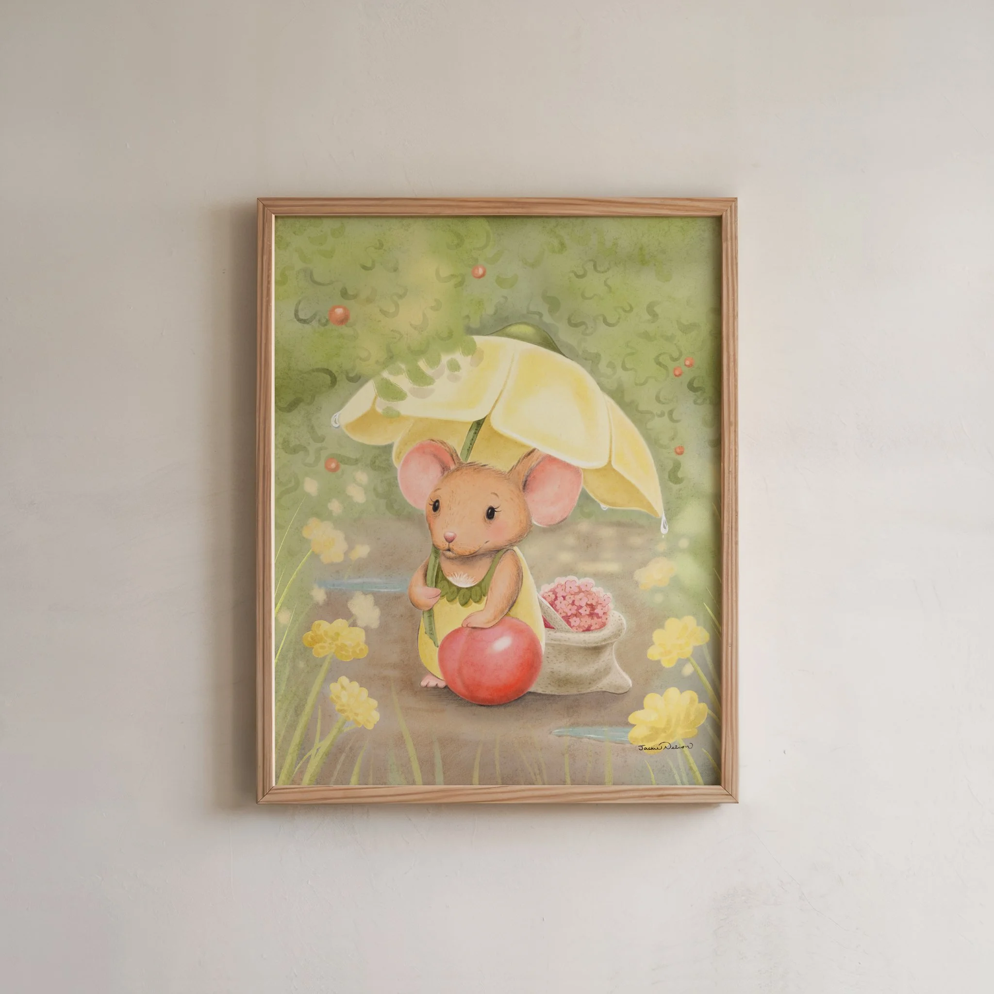 11x14 Mouse & Buttercup Umbrella - Giclée Print