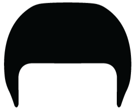 Black hair styled in a short, rounded cut.