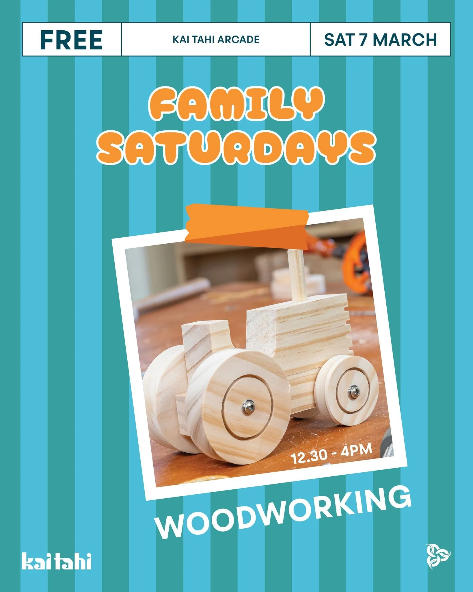 It's another FREE Family Saturday this weekend at Kai Tahi! 10am - 4pm

Live music from Paula Story, free face painting, creative craft workshops, hands-on woodworking workshops and inflatable slide fun - all FREE! (workshop bookings required).

The 