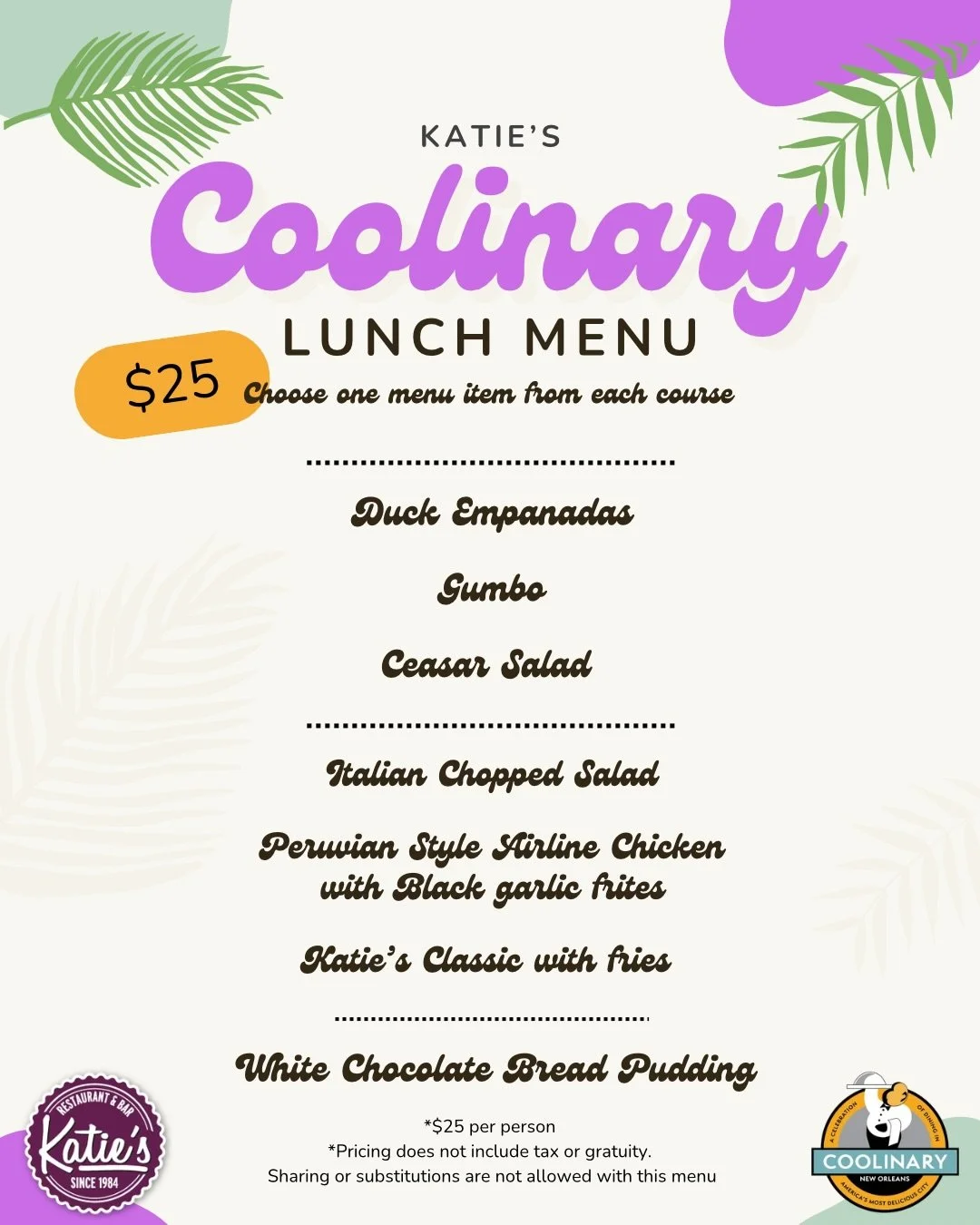 Join us for COOLinary for the whole month of August! With specialty menus for lunch, dinner AND brunch, there&rsquo;s something for everyone! 

Visit our link in bio to snag a reservation!! 

#coolinarynola #coolinary #nolaeats #neworleansrestaurants
