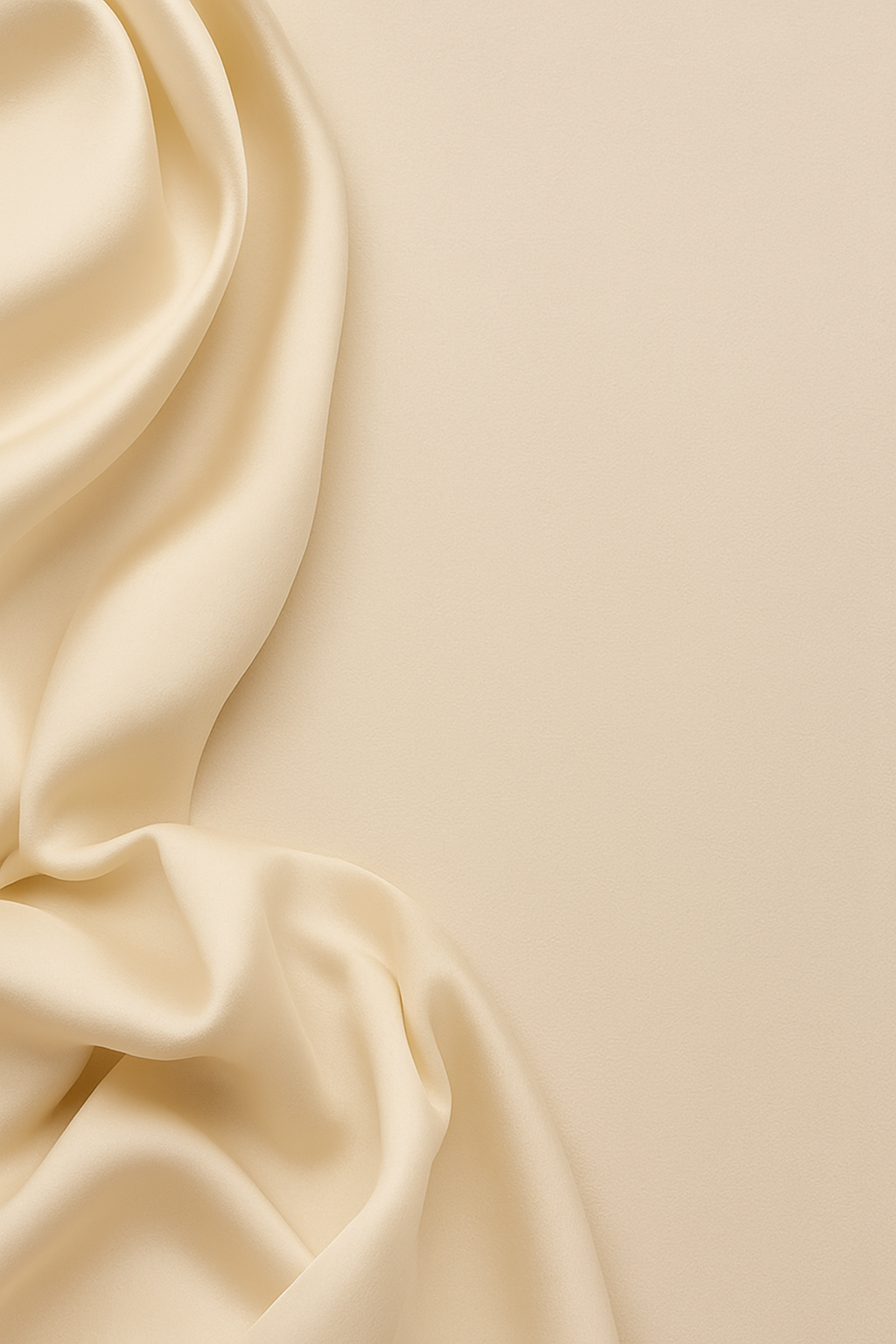 Cream-colored satin fabric with smooth, flowing drapes.