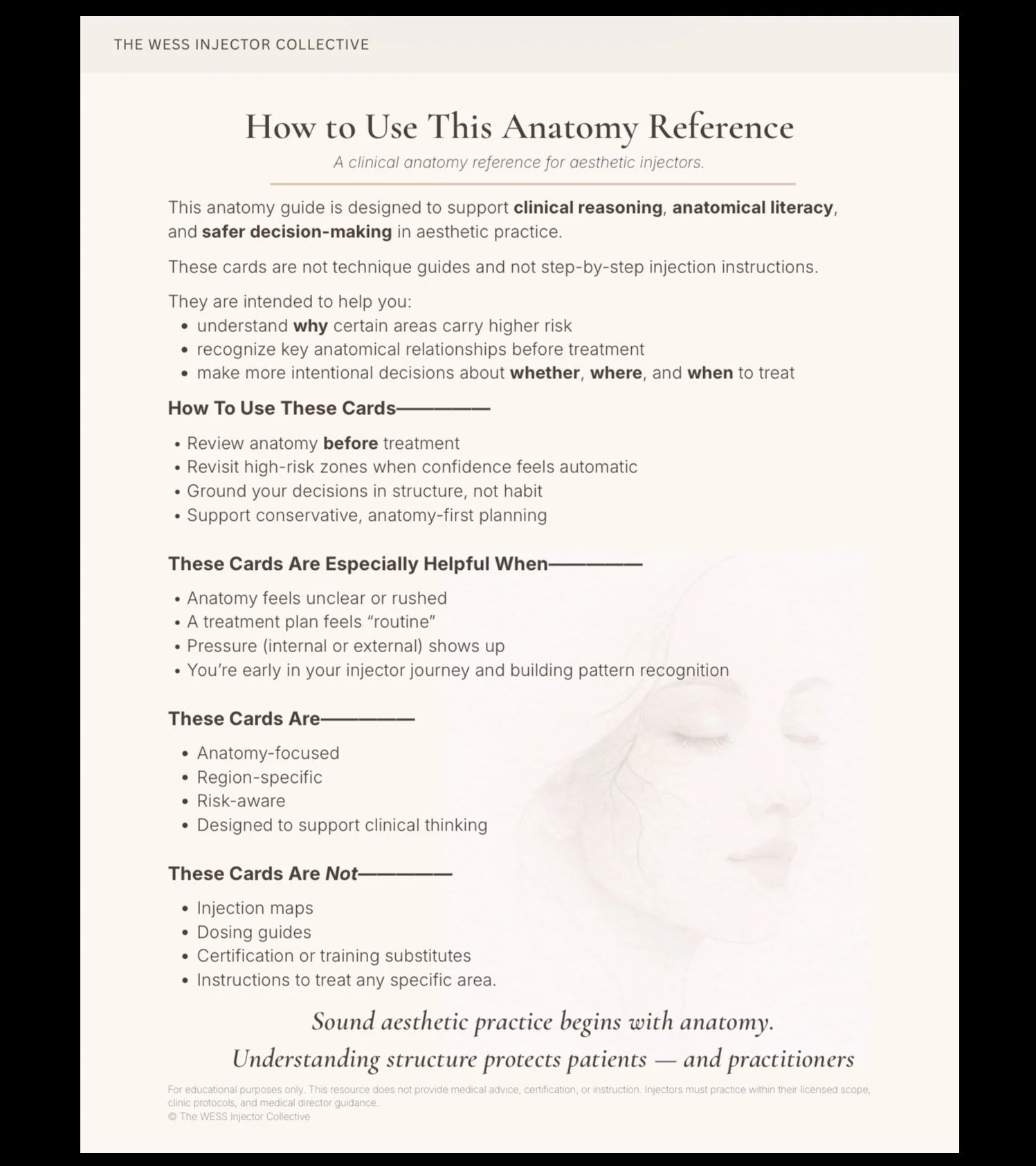 Clinical Anatomy Reference for Aesthetic Injectors