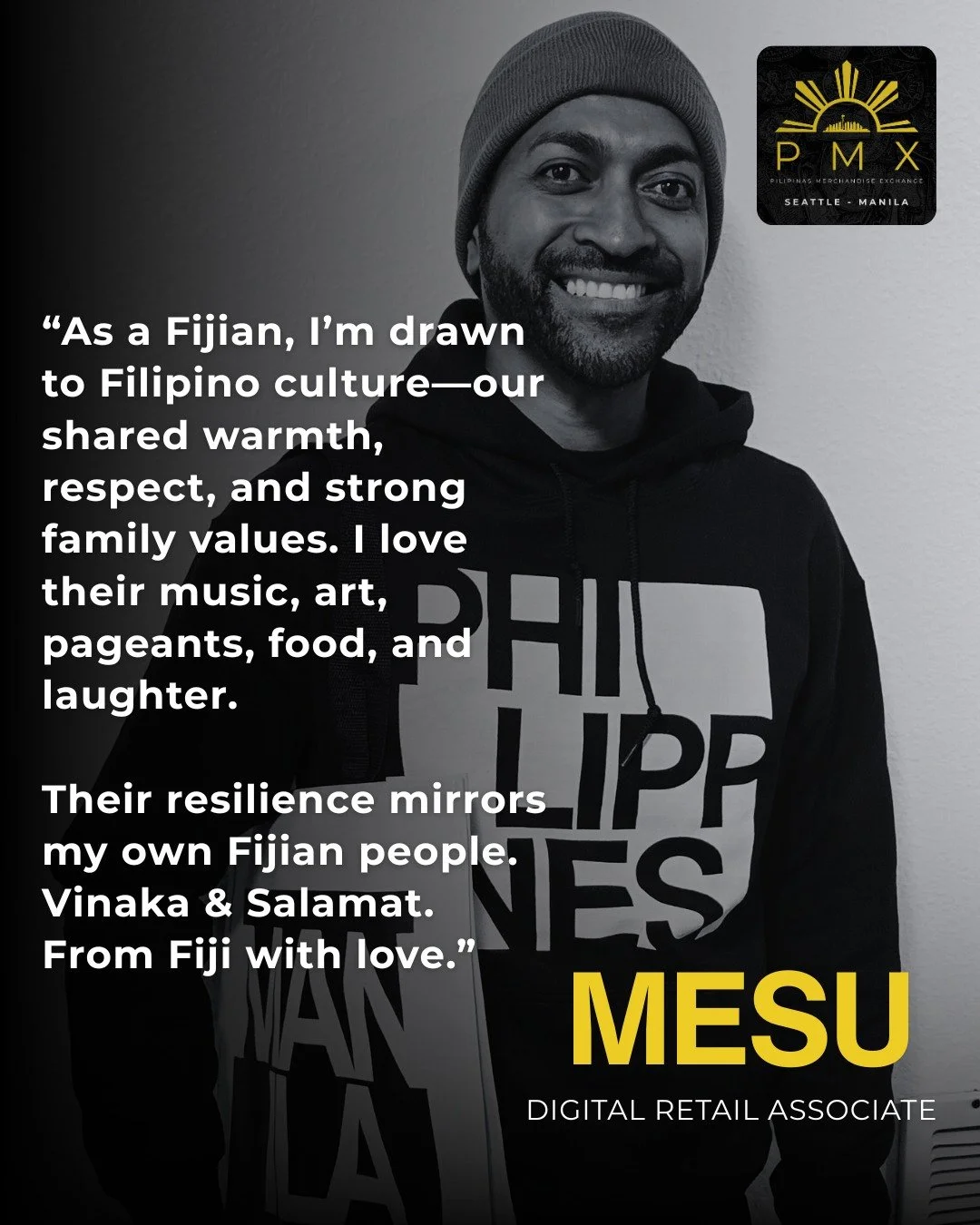 WEAR YOUR STORY. WE ARE YOUR STORY.

This week, we&rsquo;re shining a light on Mesu, a Digital Retailer Associate whose connection to Filipino culture runs deep.

When we asked him what he appreciates most, he shared something that felt instantly fam