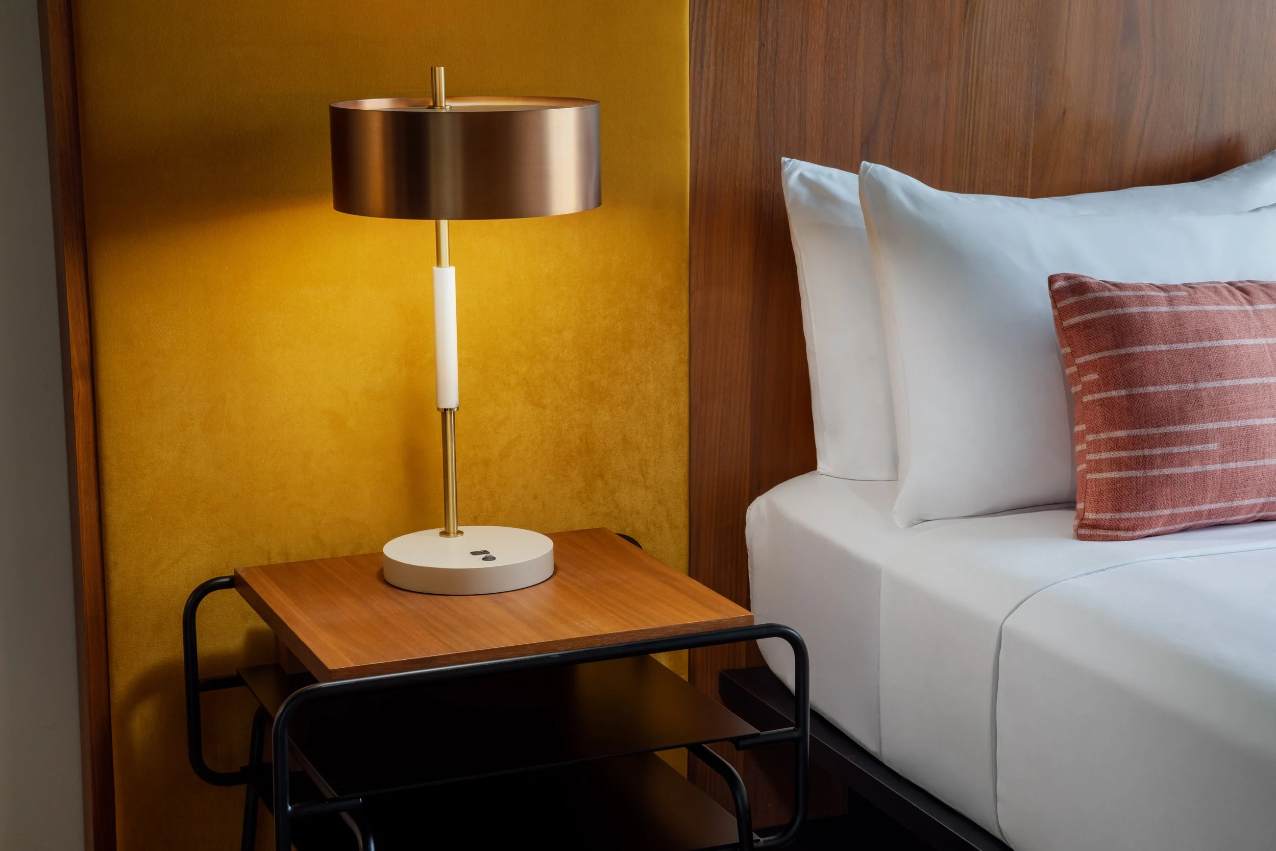 King guest room at The Clara Hotel in Plano, Texas.