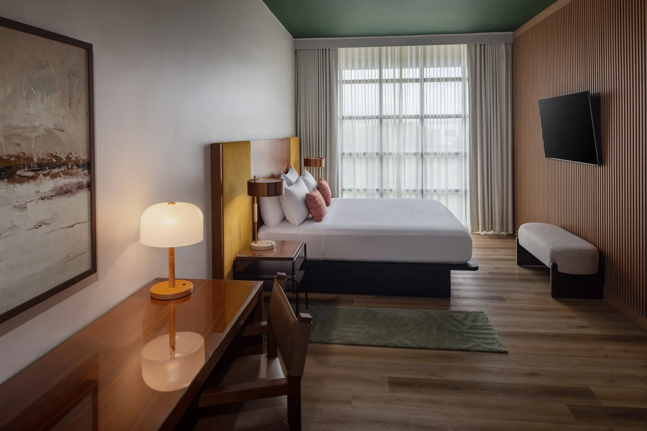 King Deluxe Guest Room at The Clara Hotel in Plano, Texas.