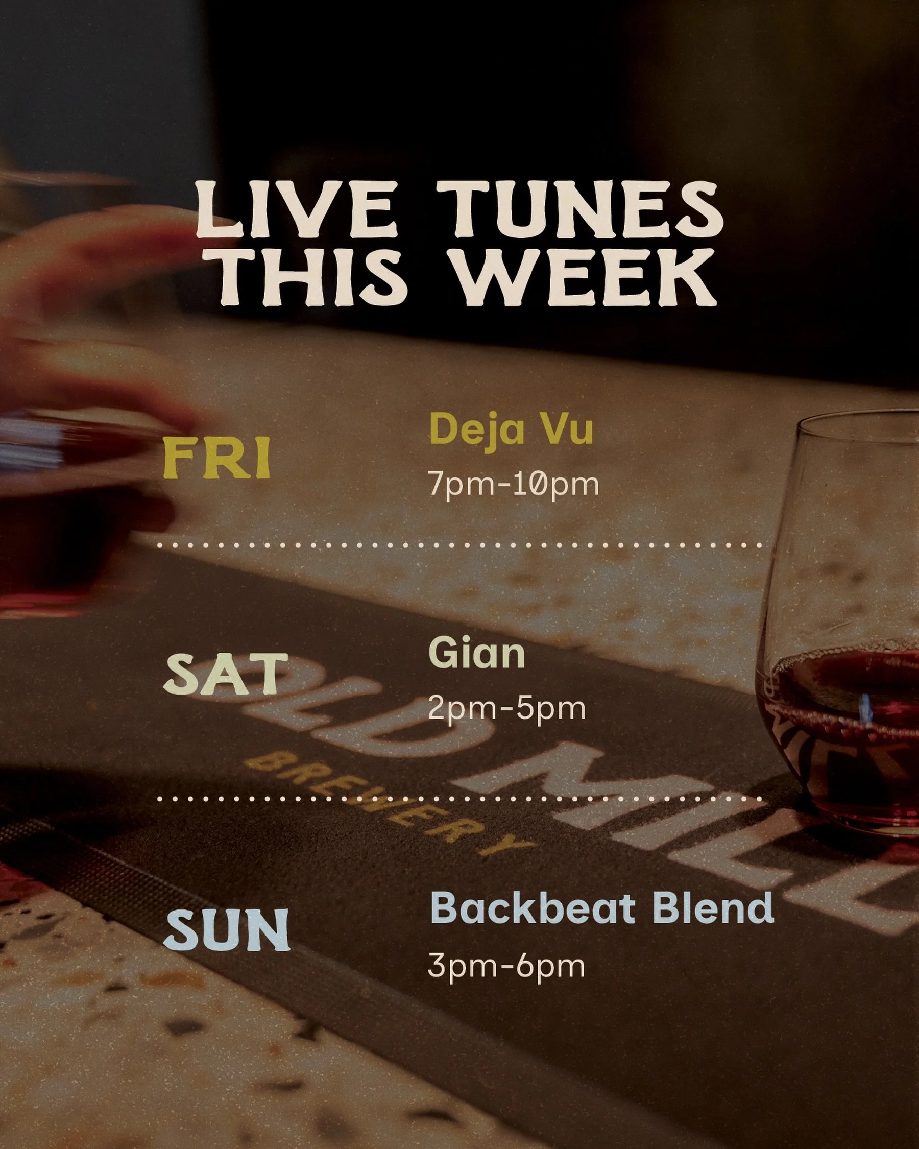 First week of winter? Sounds like a good excuse to settle in at Old Mill.

We&rsquo;ve got plenty happening this week with Survey Says, Open Mic Thursday and Happy Hour-ish on Friday before a full weekend of live music from Deja Vu, Backbeat Blend an