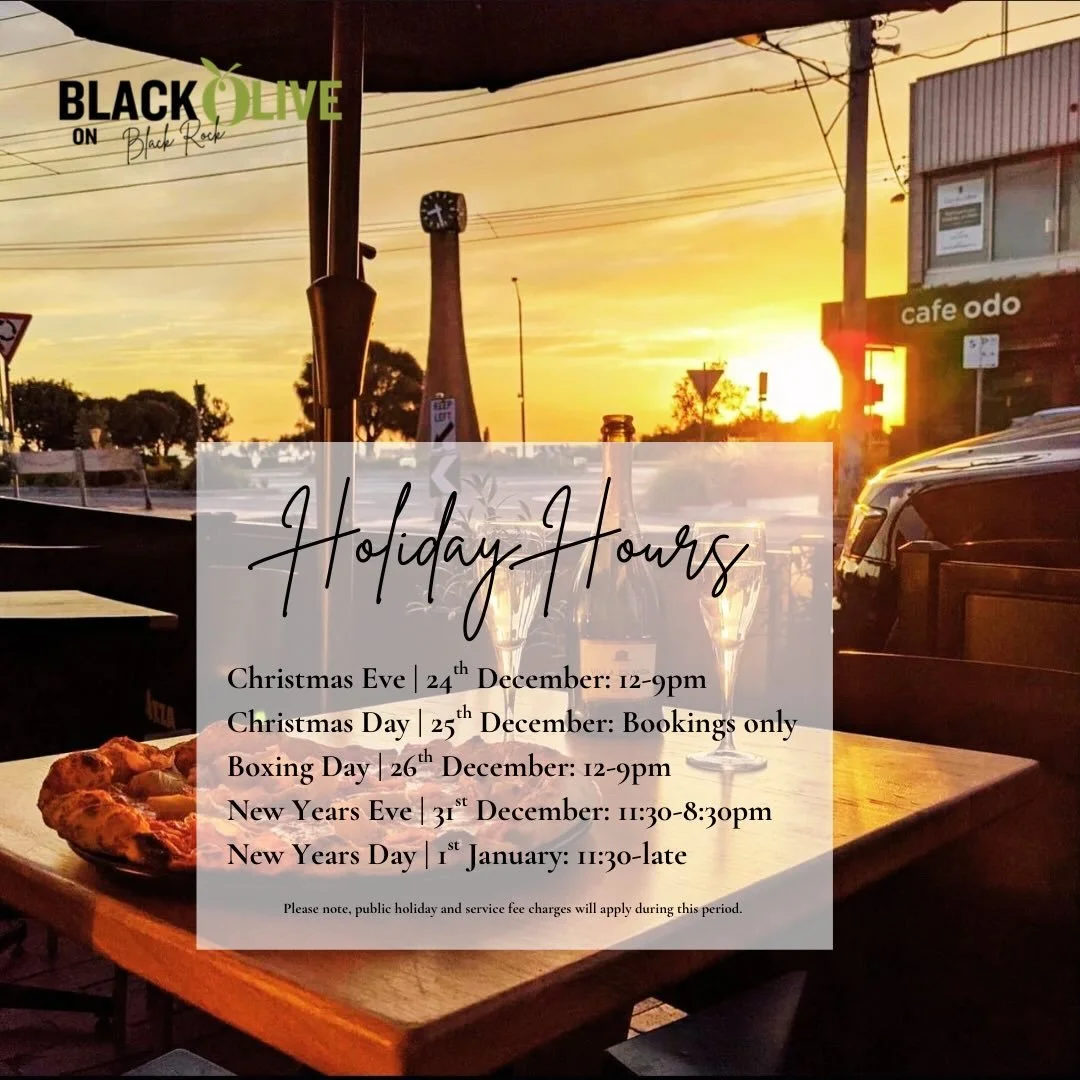 Our holiday hours for this festive season 🎄

Please note that we are almost fully booked on certain days, so get in touch to avoid disappointment.
* Normal trading hours (12pm-9pm) apply for the rest of the year.