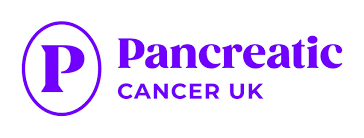 Logo of Pancreatic Cancer UK with a purple letter P inside a purple circle and the text 'Pancreatic Cancer UK' in purple