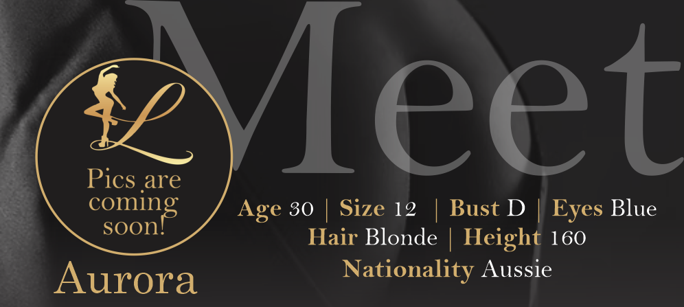 Web page announcing upcoming photoshoot, features a young woman with blonde hair and blue eyes, with personal details such as age 30, size 12, bust D, height 160 cm, Australian nationality, and the phrase "Pics are coming soon!" in a gold circle.
