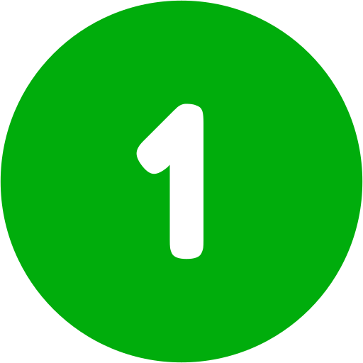 Cercle vert avec un numéro 1 blanc au centre.