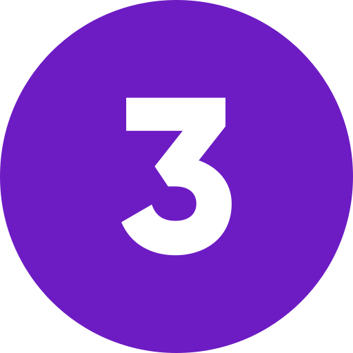 Un cercle violet avec le chiffre blanc '3' au centre.