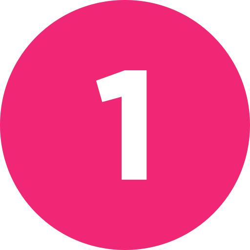 Cercle rose avec le chiffre blanc '1' au centre.