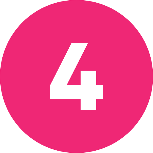 Cercle rose avec le numéro blanc '4' au centre.
