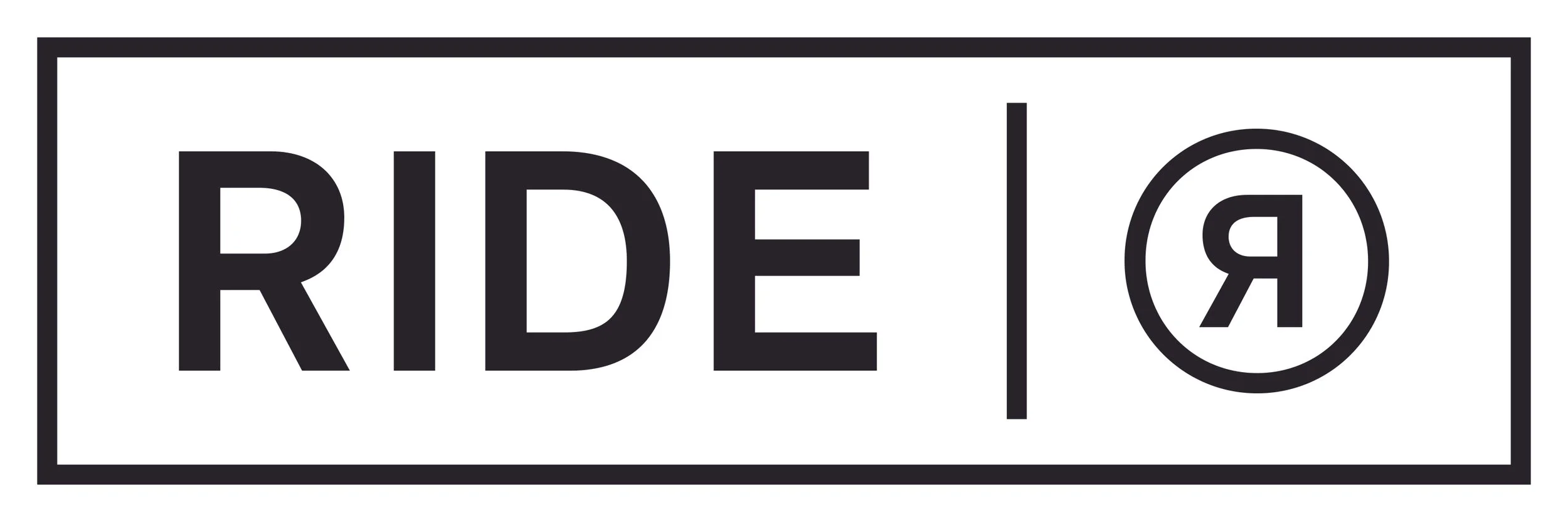 Ein Logo mit dem Wort 'RIDE' und einem Kreis mit einem Pfeil, der nach rechts zeigt, daneben.