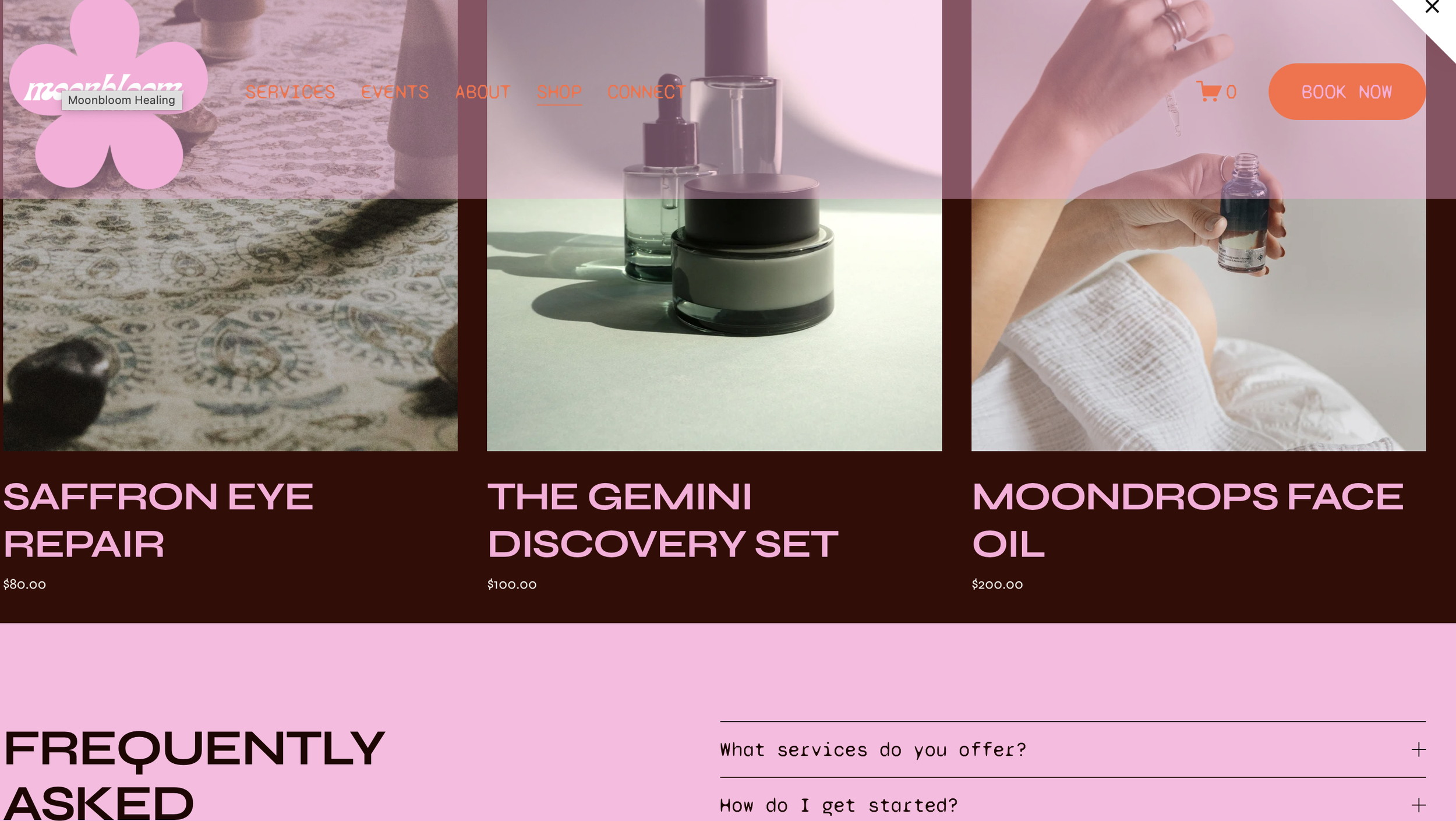 E-commerce integration: Shop and product pages were built as a fully separate path from bookings, since a wellness business often sells both physical products and experiences, and conflating them would confuse either kind of buyer.