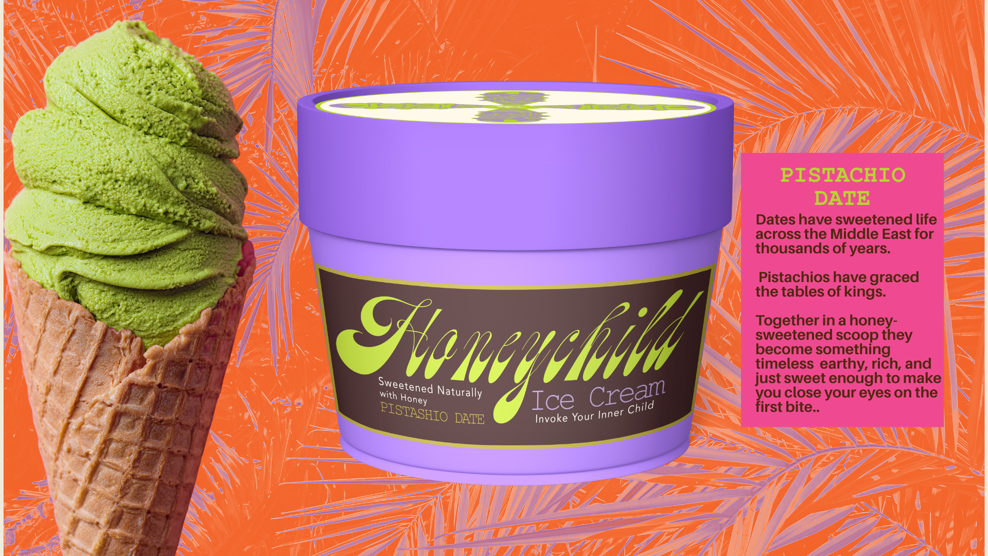 Pistachio Date pint — flavor-specific color story + cultural ingredient narrative